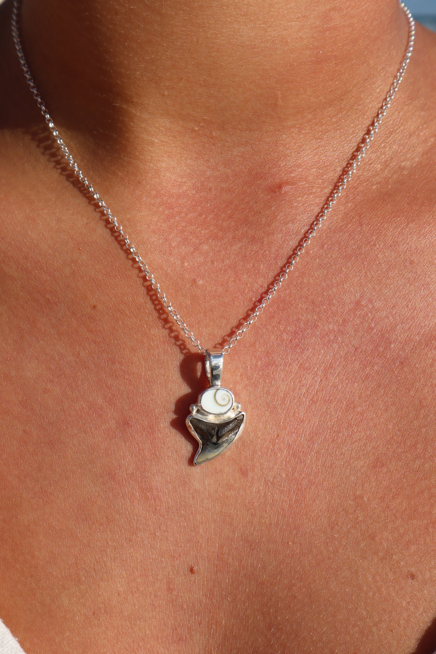 Operculum x Fossilised Shark Tooth Pendant