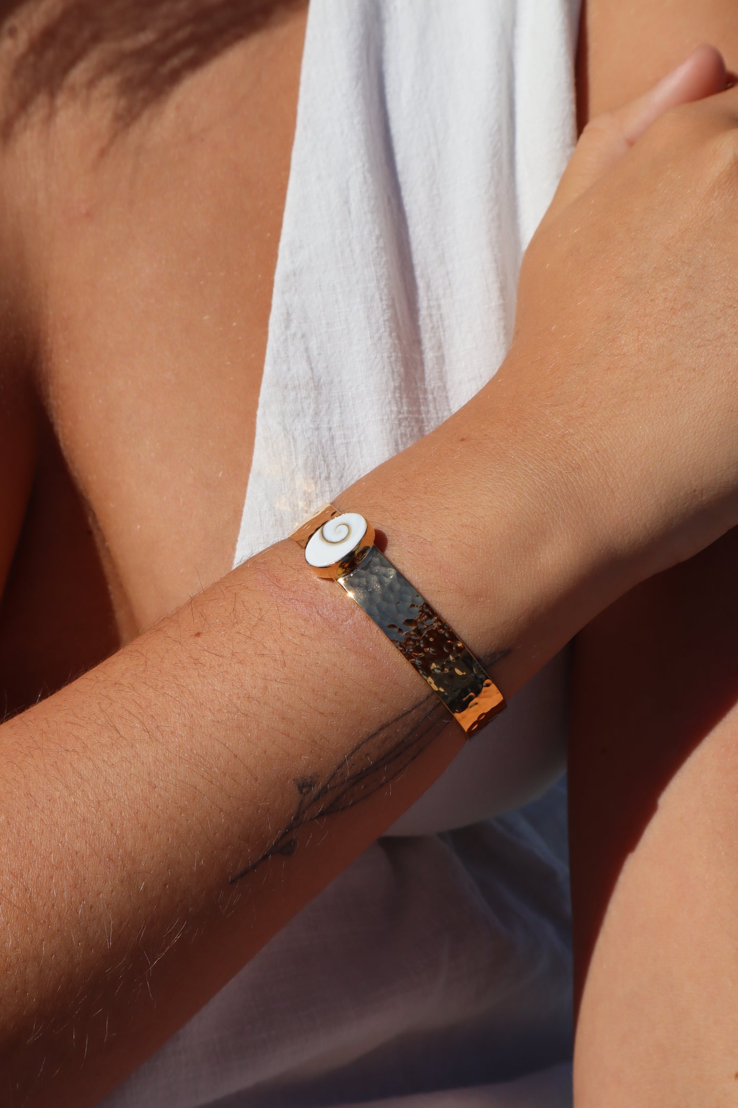 Hammered Operculum Cuff