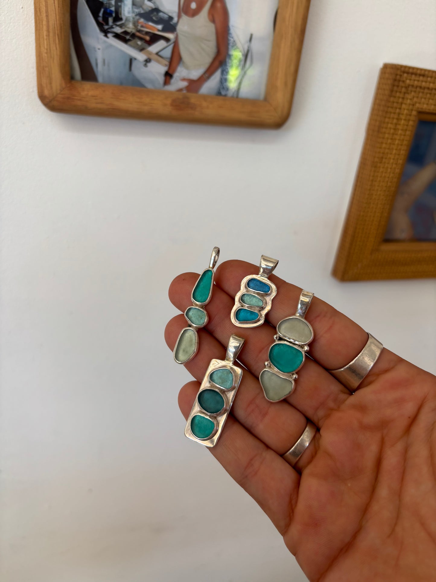 Triple Seaglass Pendant