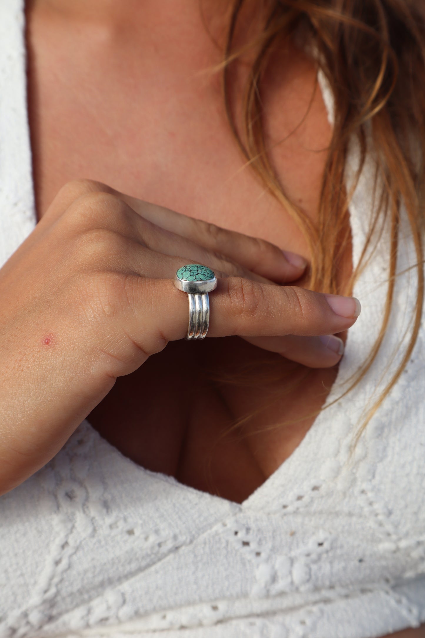 Green Turquoise Ring SIZE K - 5 1/4