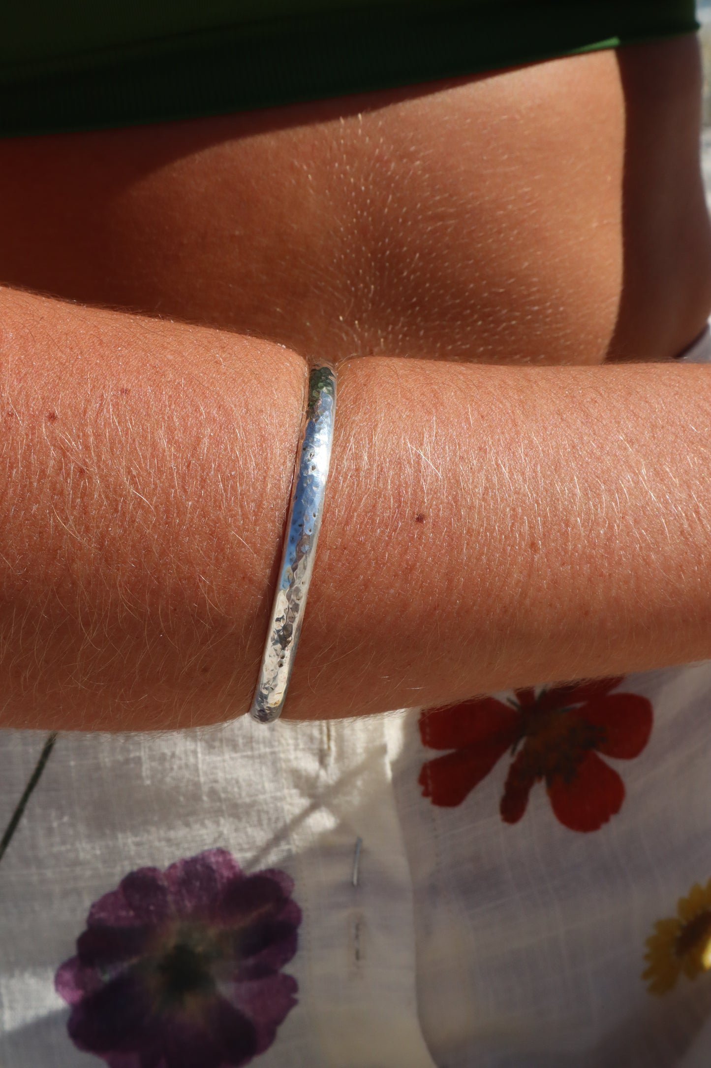 Hammered Silver Bangle