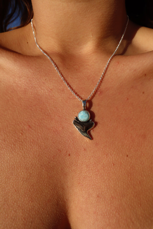 Larimar x Shark Tooth Pendant