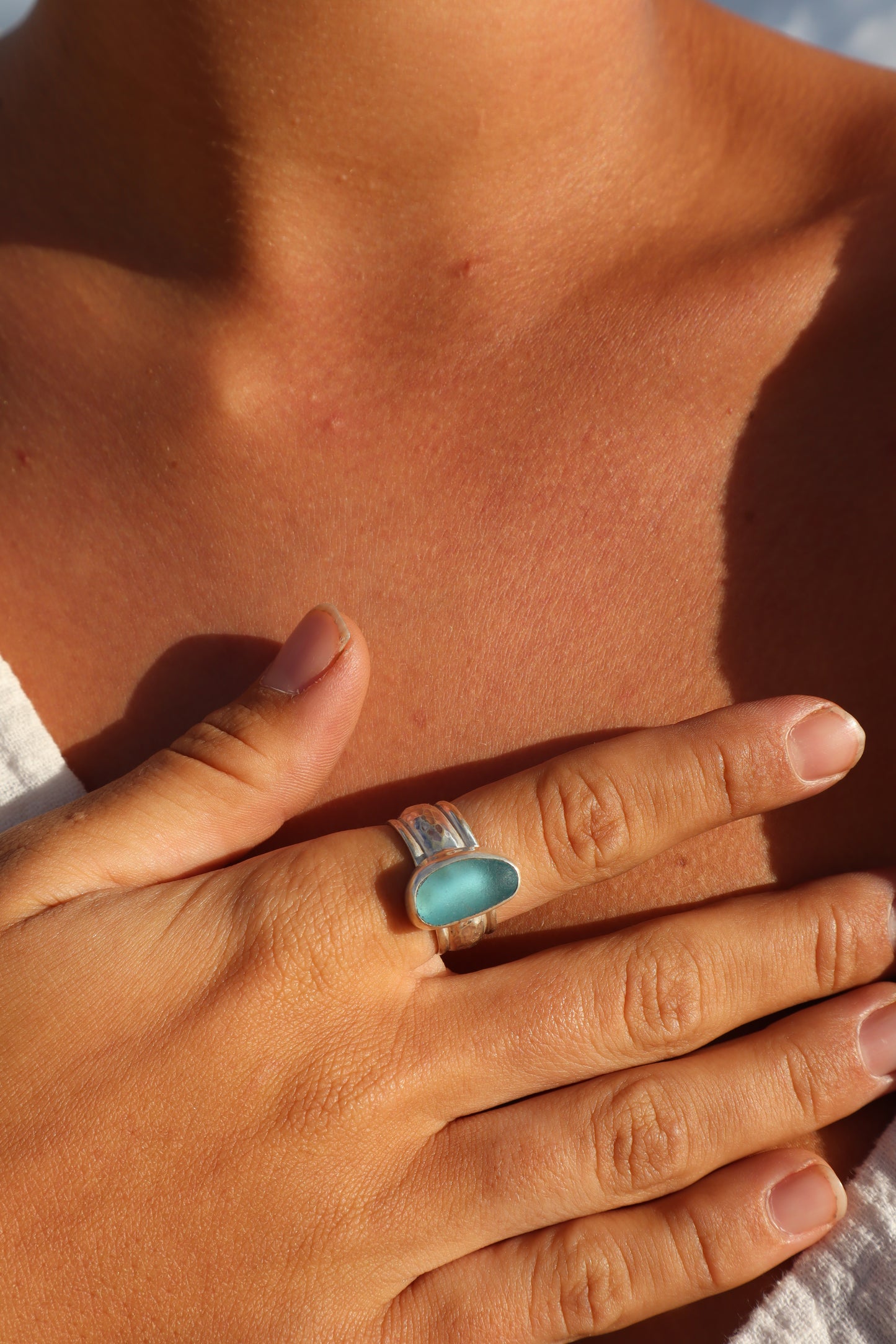 Chunky Seaglass Ring SIZE S - 9 1/4