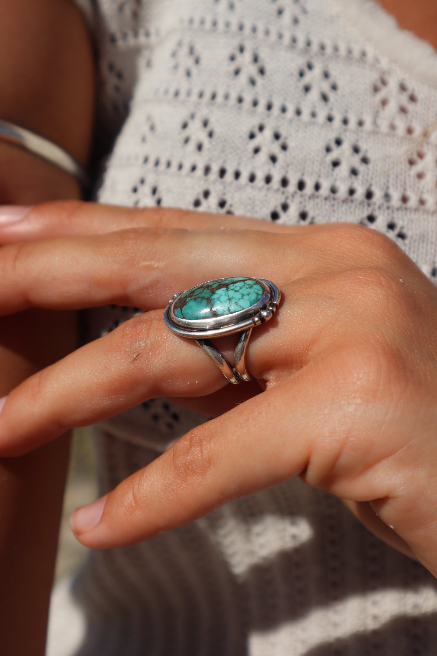 Chunky Turquoise Ring SIZE L - 5 3/4