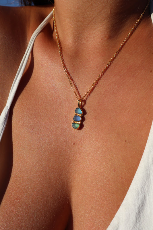 Triple Seaglass Pendant