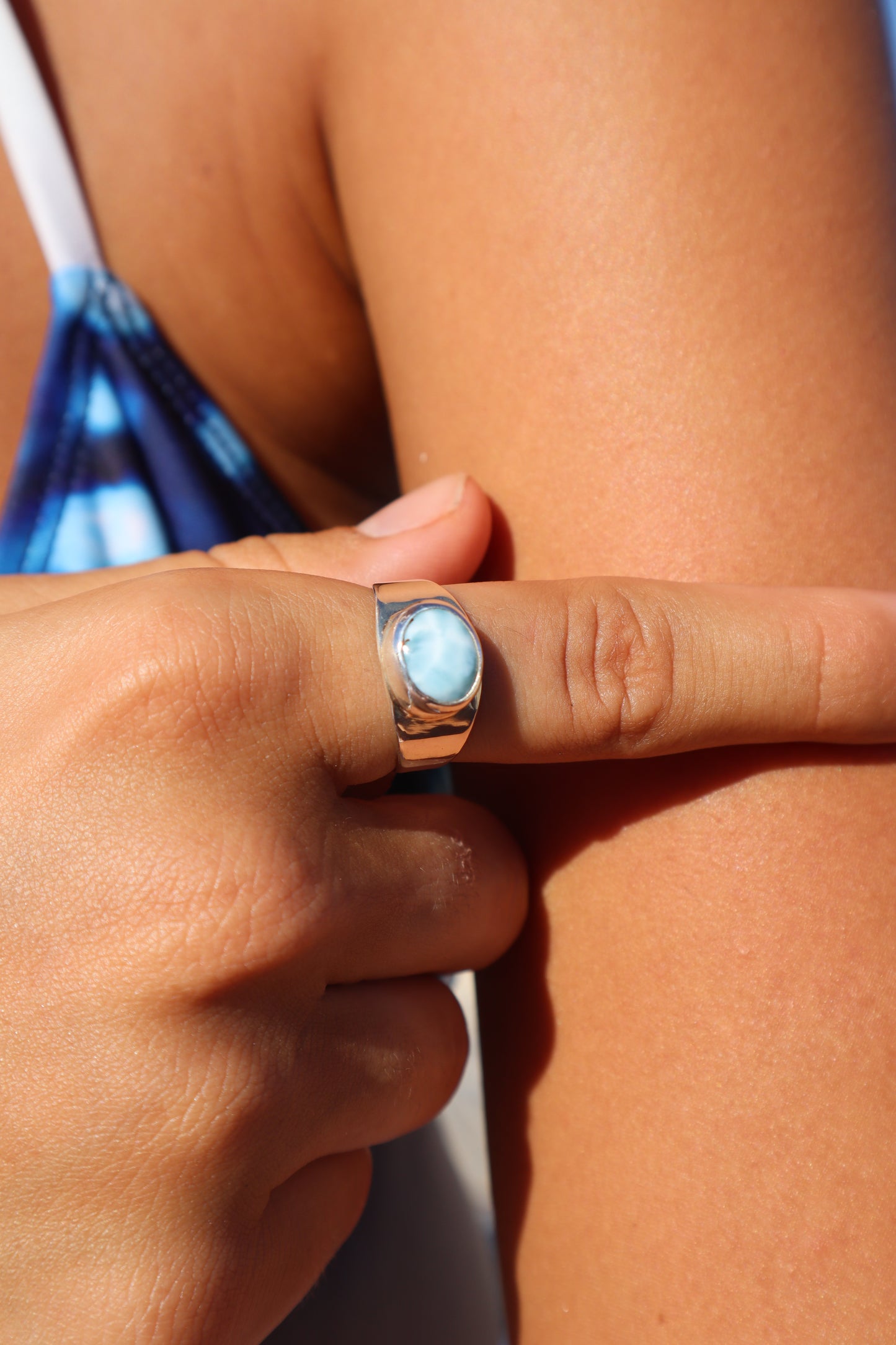 Larimar Signet Ring SIZE Q - 8 1/4