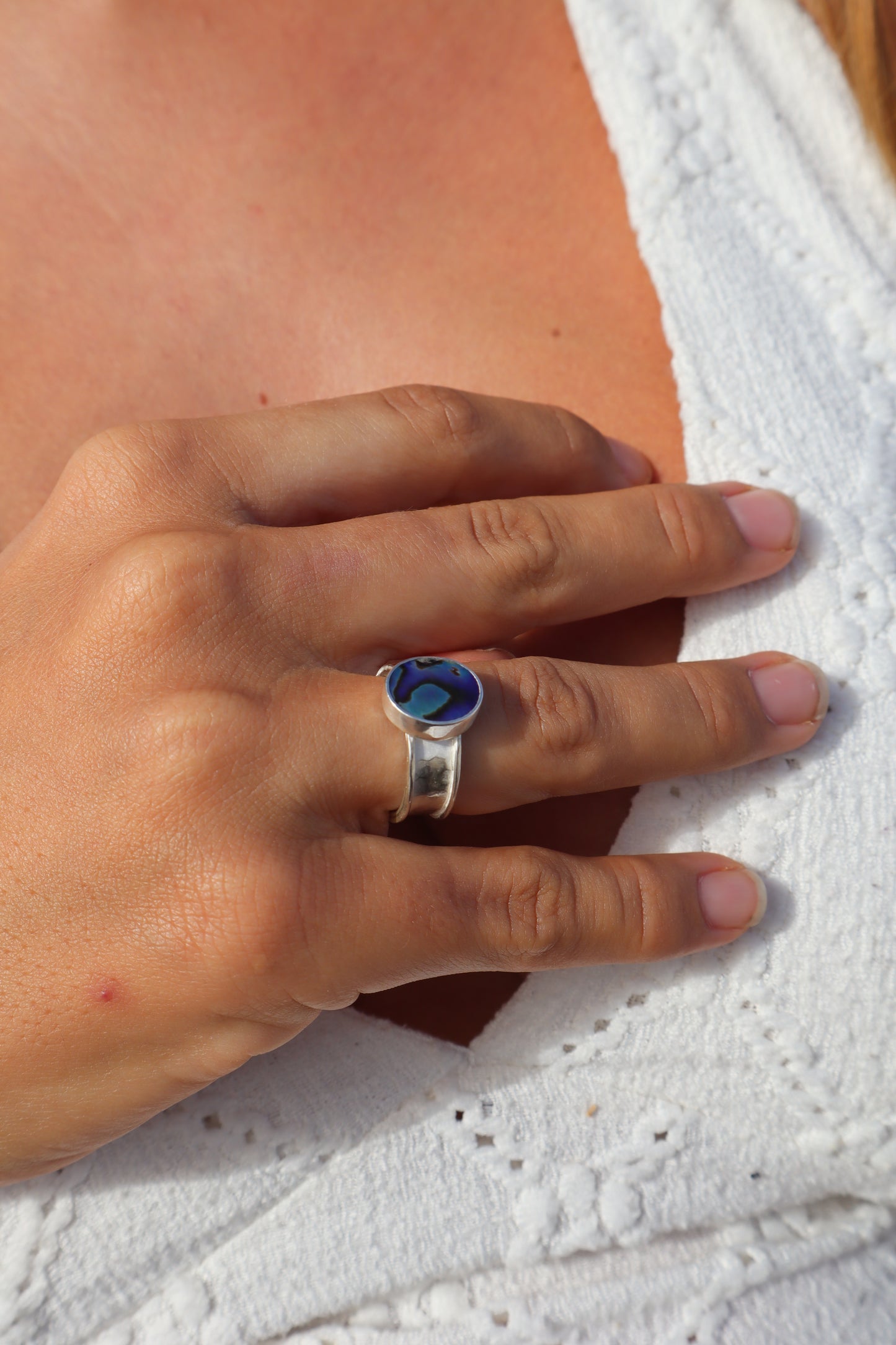 Abalone Ring SIZE N - 6 3/4