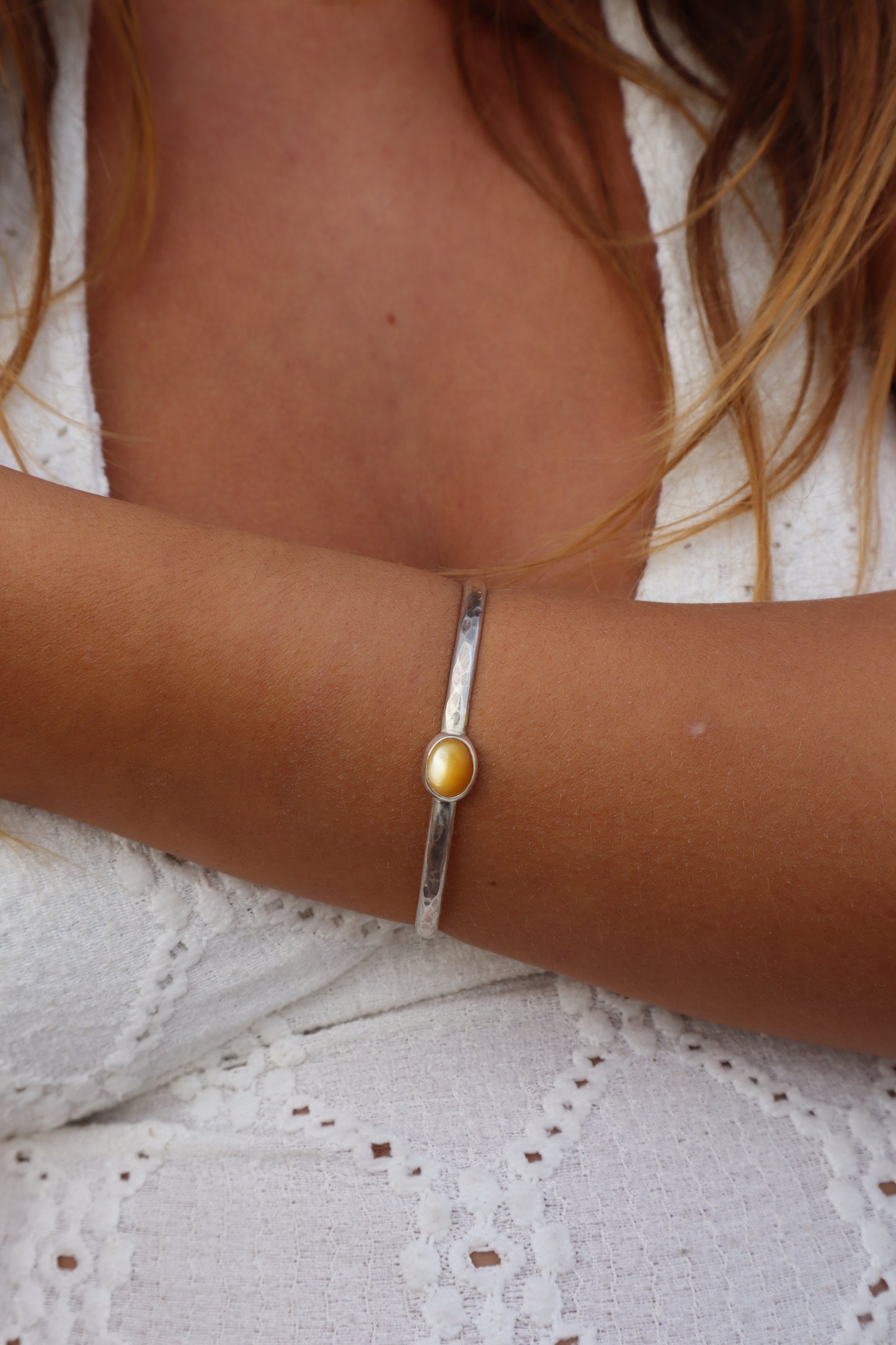 Yellow Mother Of Pearl Wanderer Cuff