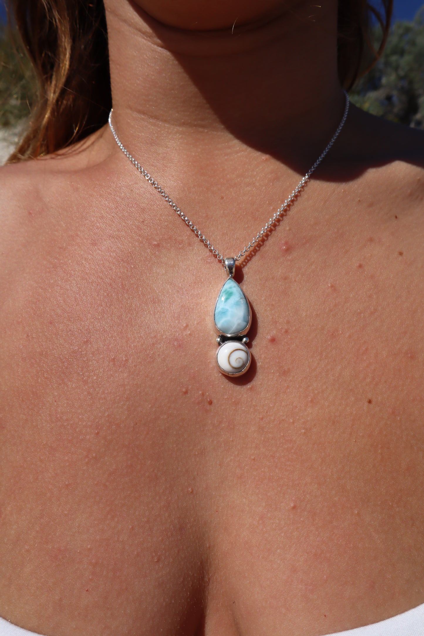 Larimar Coral x Operculum Pendant