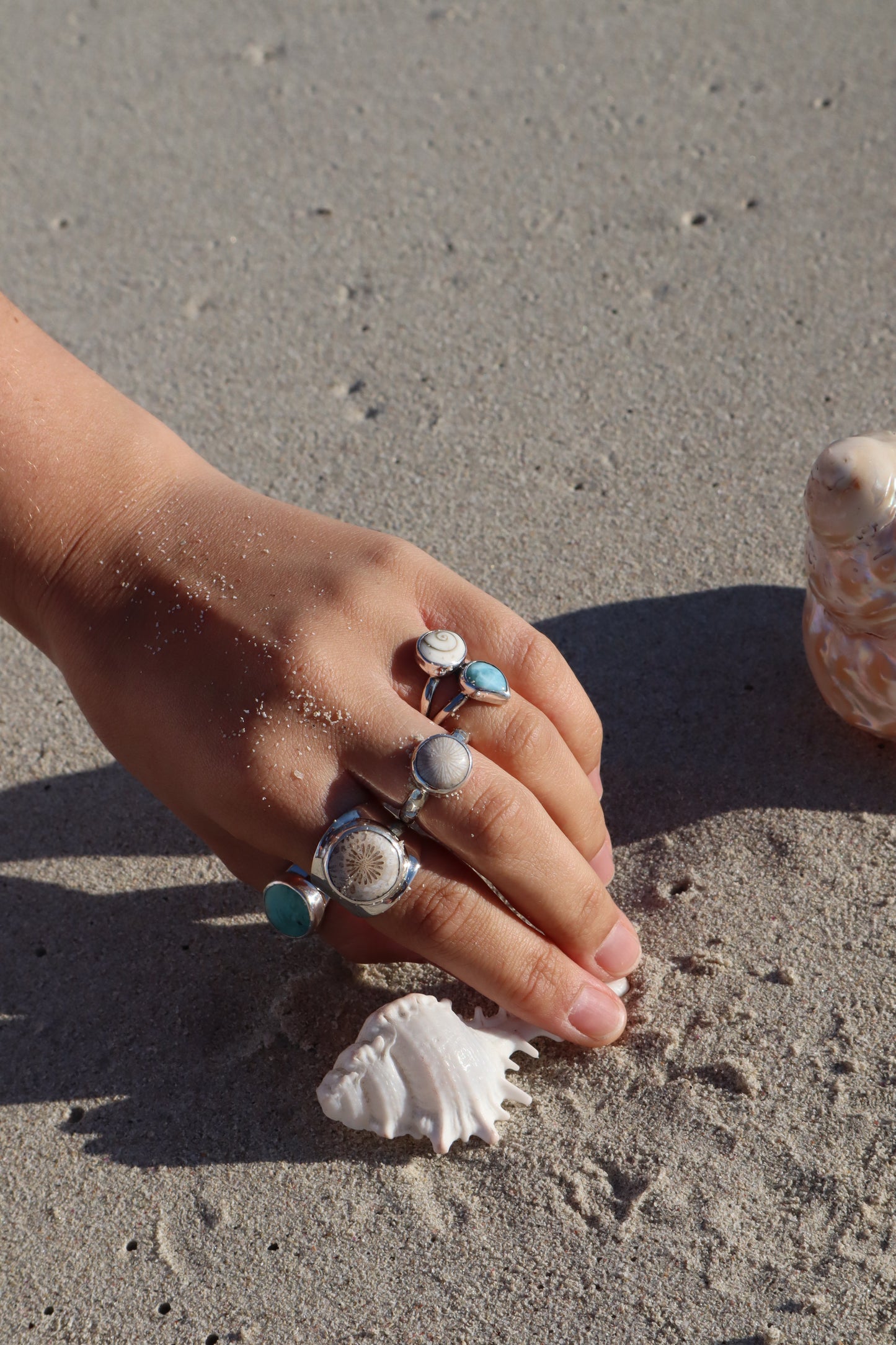 Dainty Fossilised Coral Ring SIZE Q 1/2 - 8 1/2