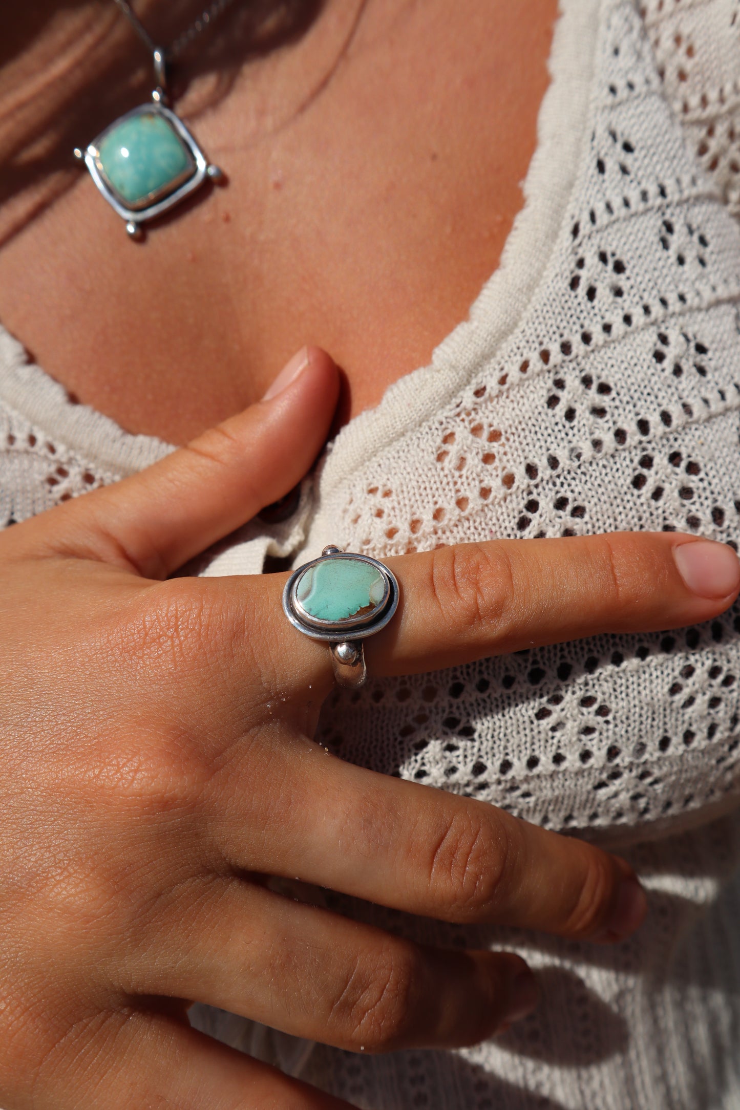 Hubei Turquoise Ring SIZE Q 1/2 - 8 1/2