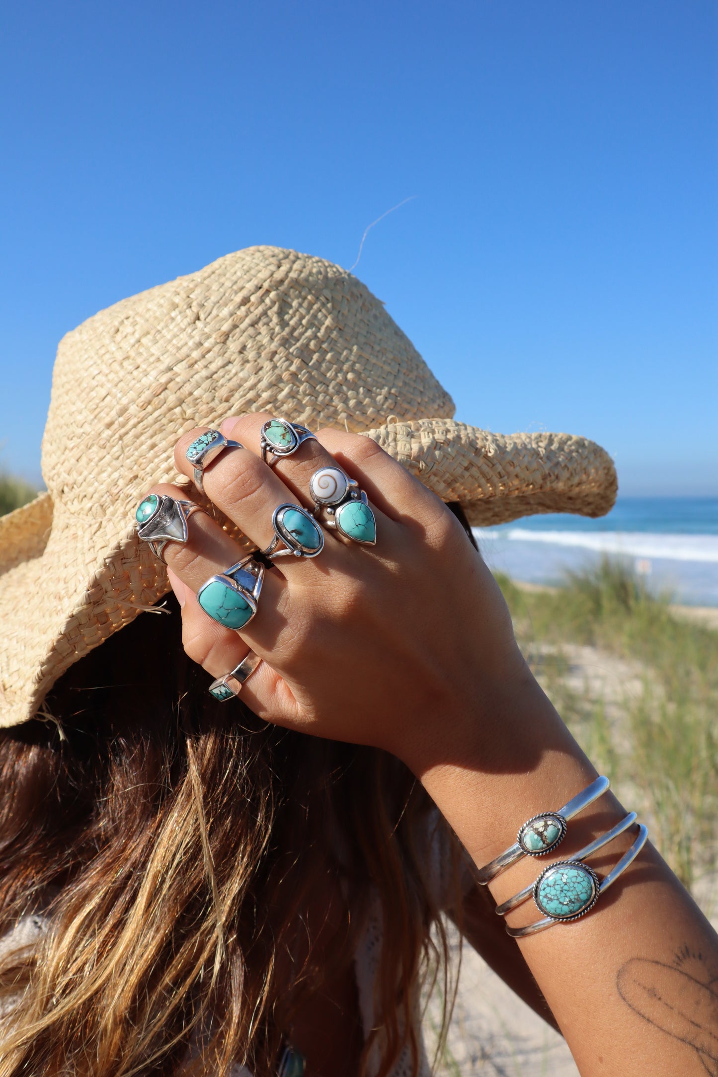 Chunky Turquoise Ring SIZE S 1/2 - 9 1/2