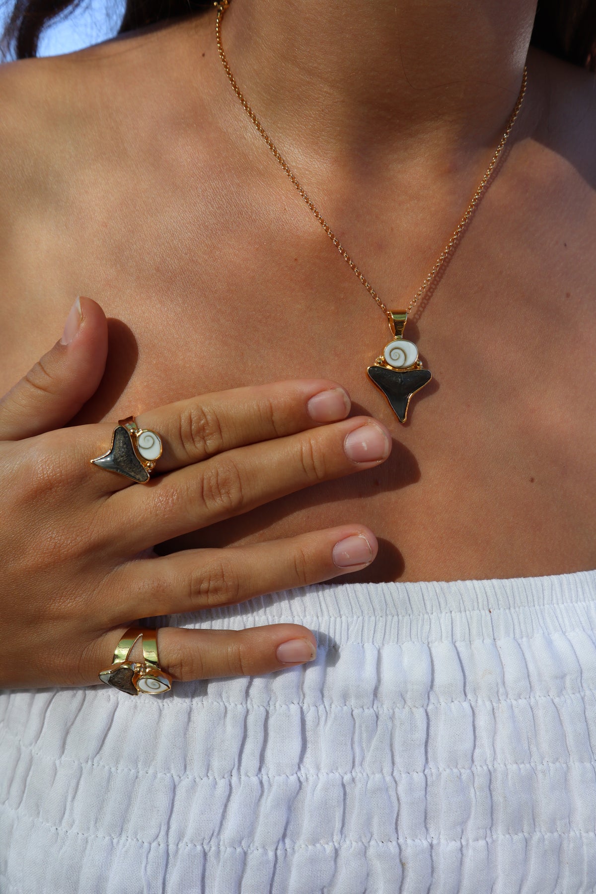 Operculum x Fossilised Shark Tooth Pendant