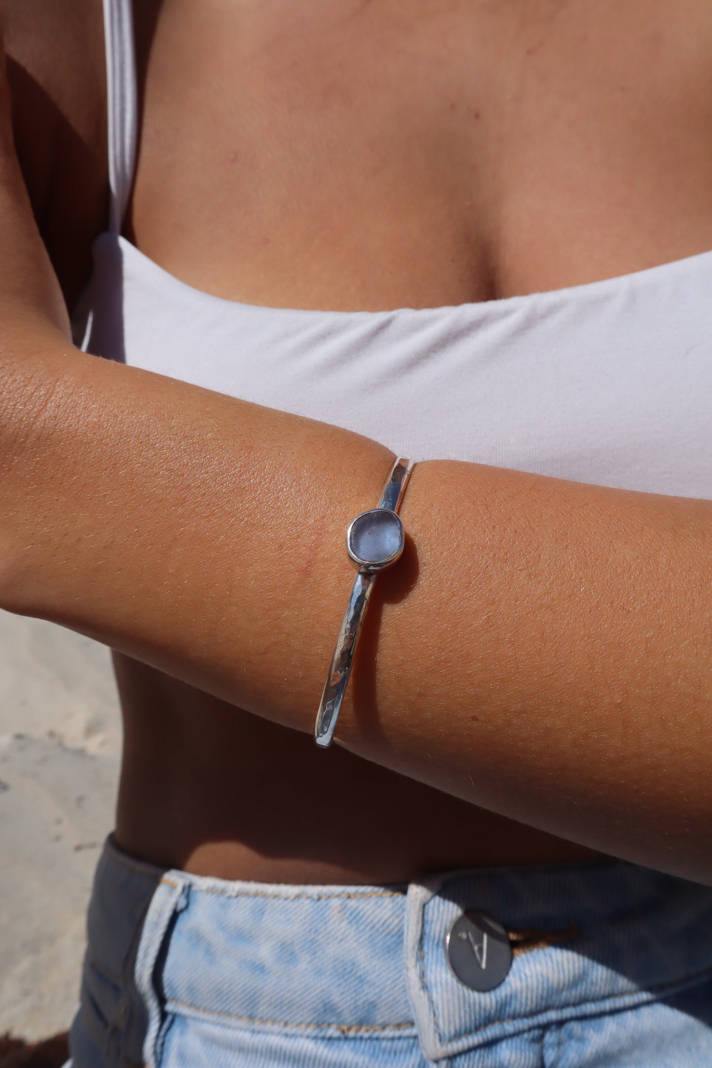 Purple Sea Glass Wanderer Cuff