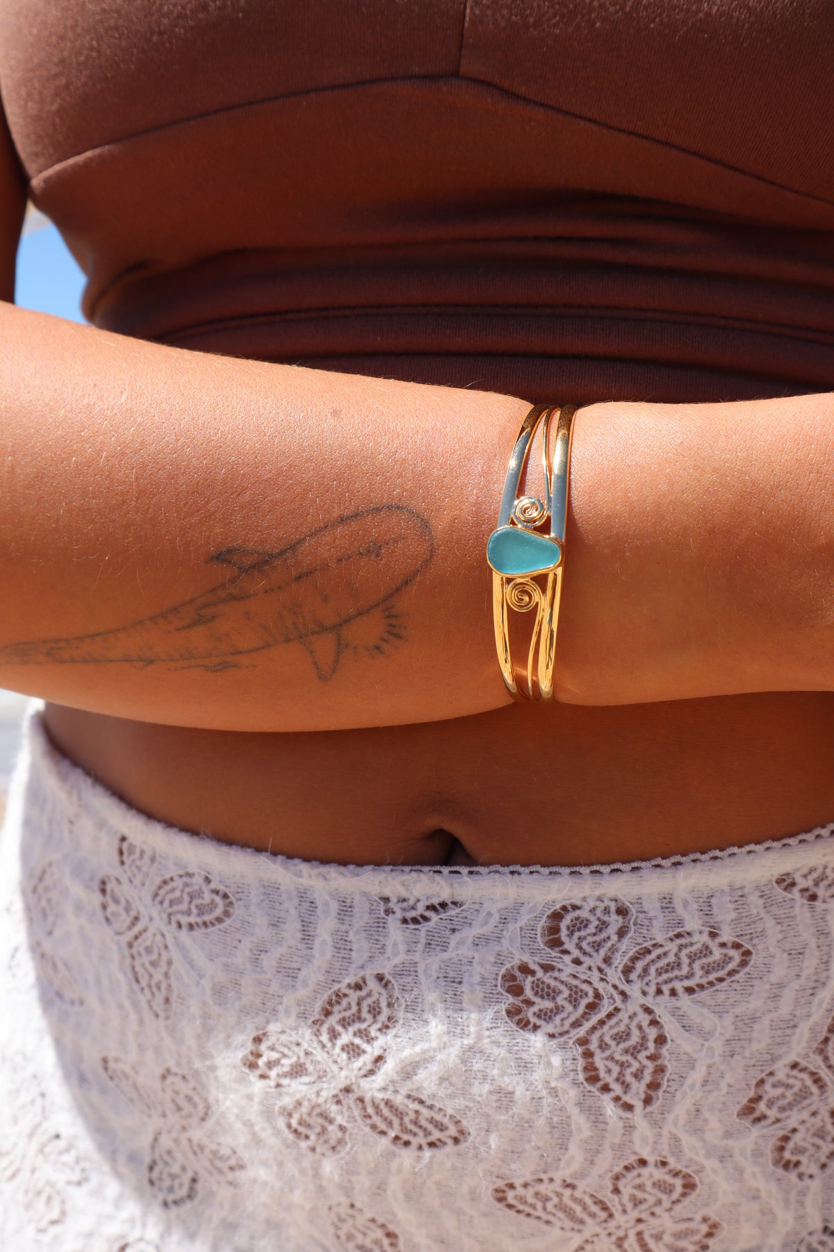 Spiral Seaglass Tidal Cuff