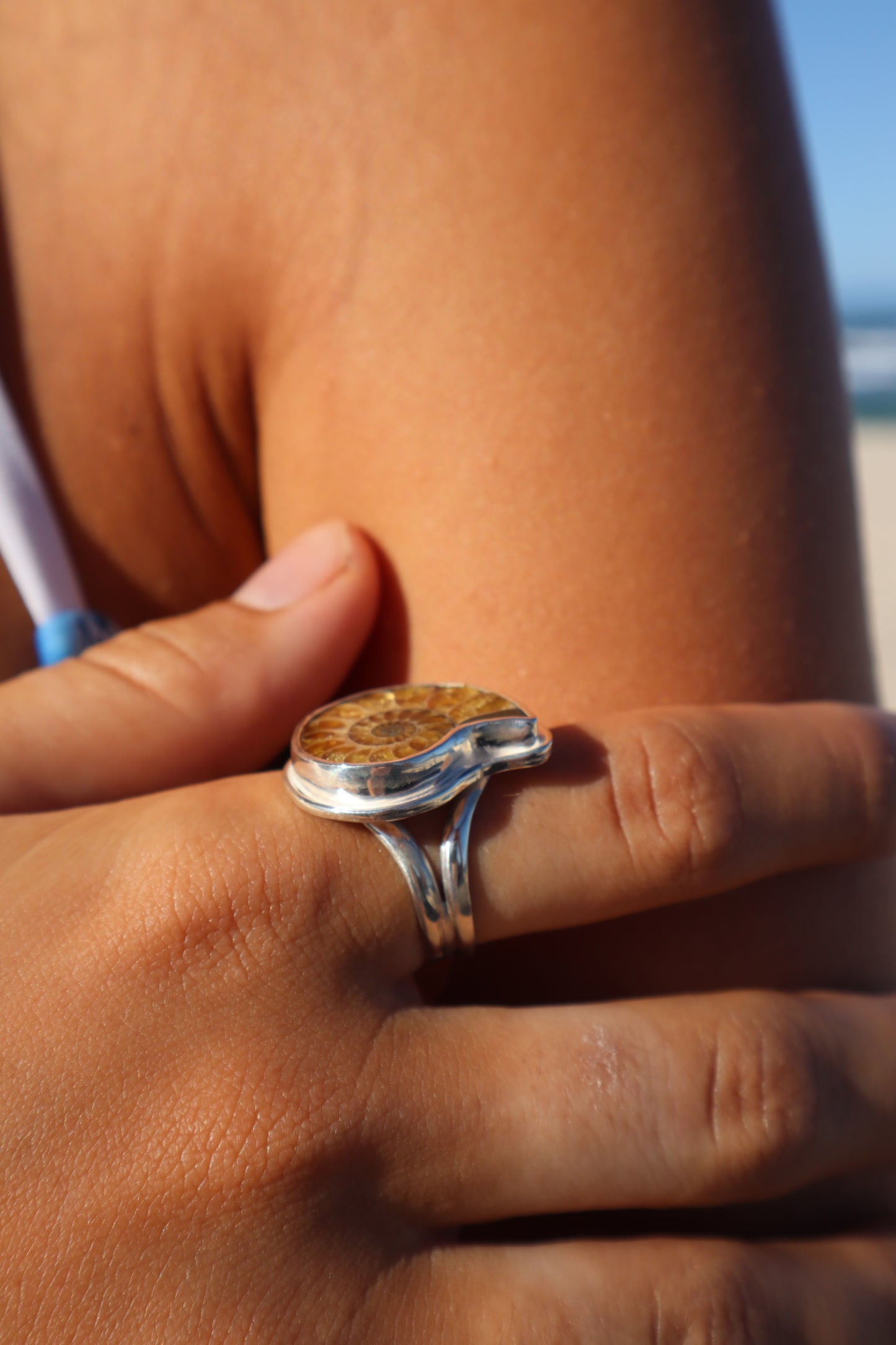 Chunky Ammonite Ring SIZE R - 8 3/4