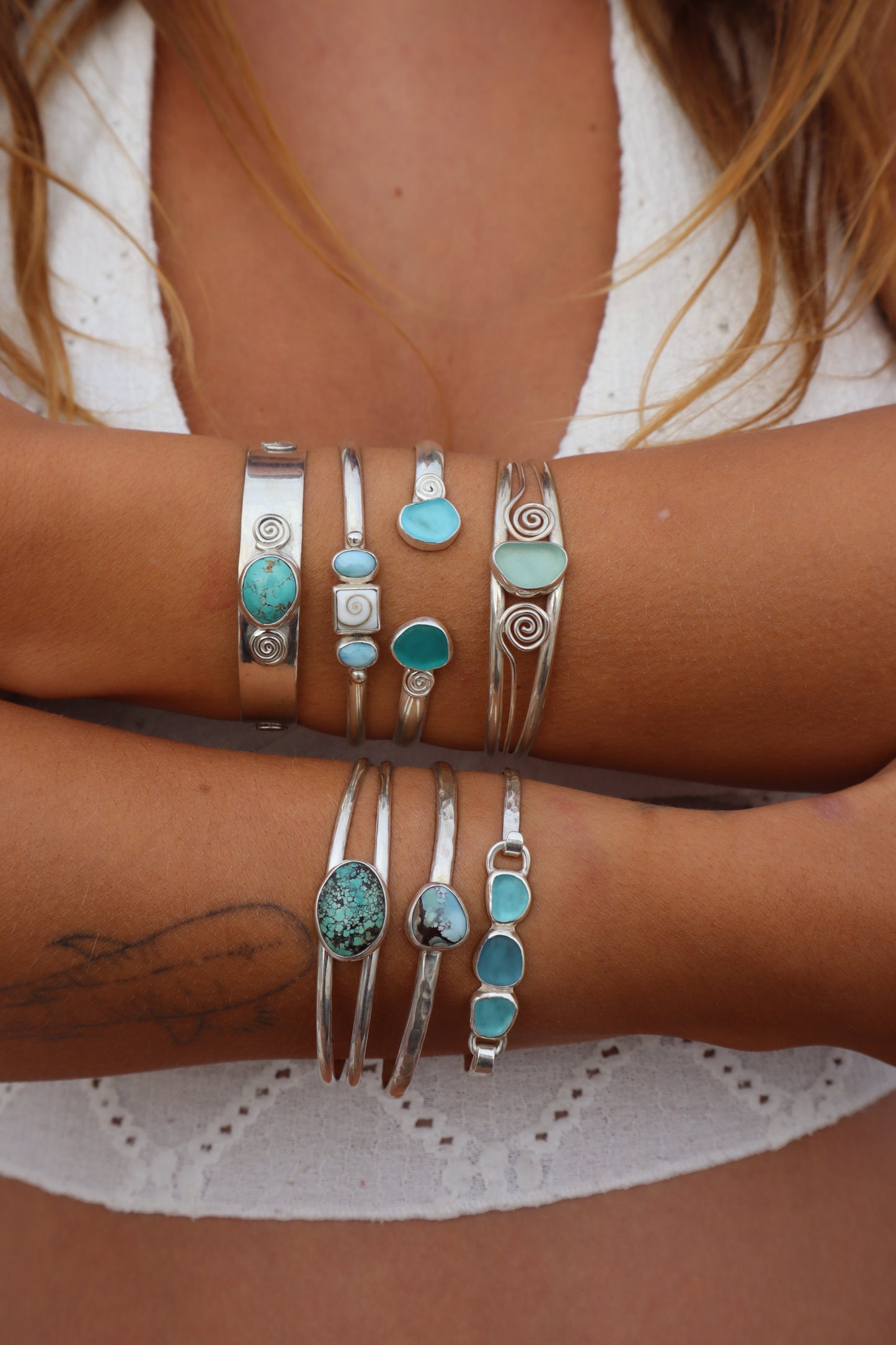 Spiral Seaglass Tidal Cuff