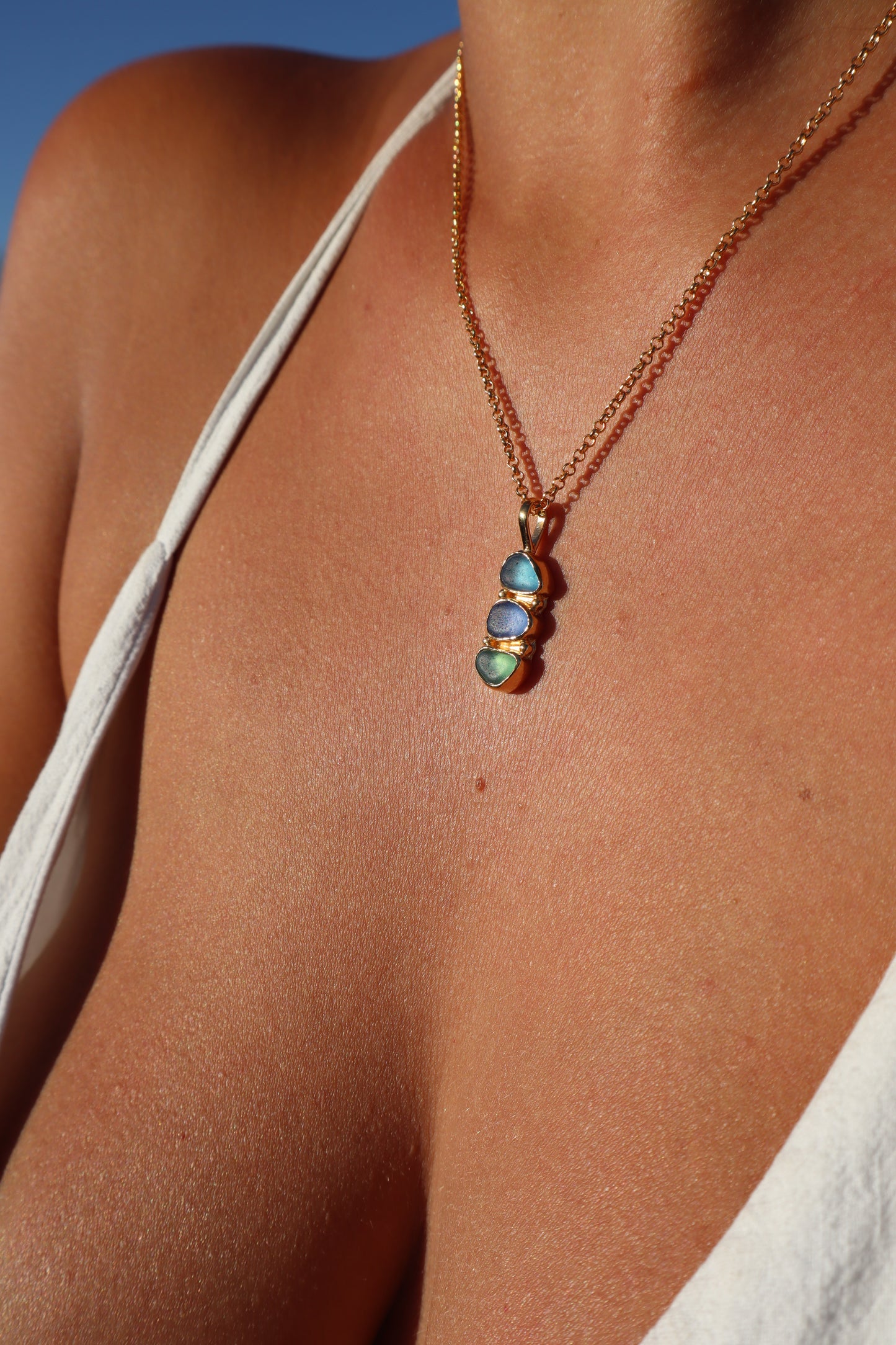 Triple Seaglass Pendant