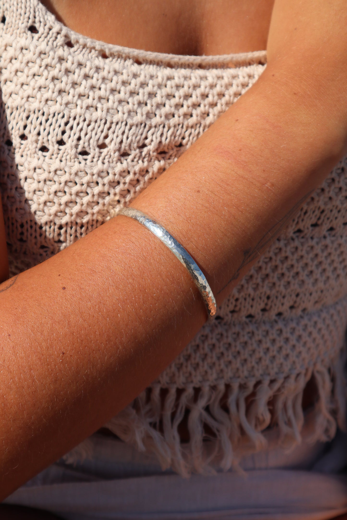 Hammered Silver Bangle