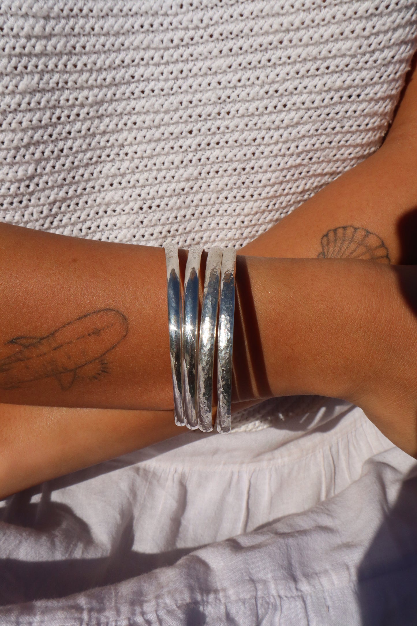 Hammered Silver Bangle
