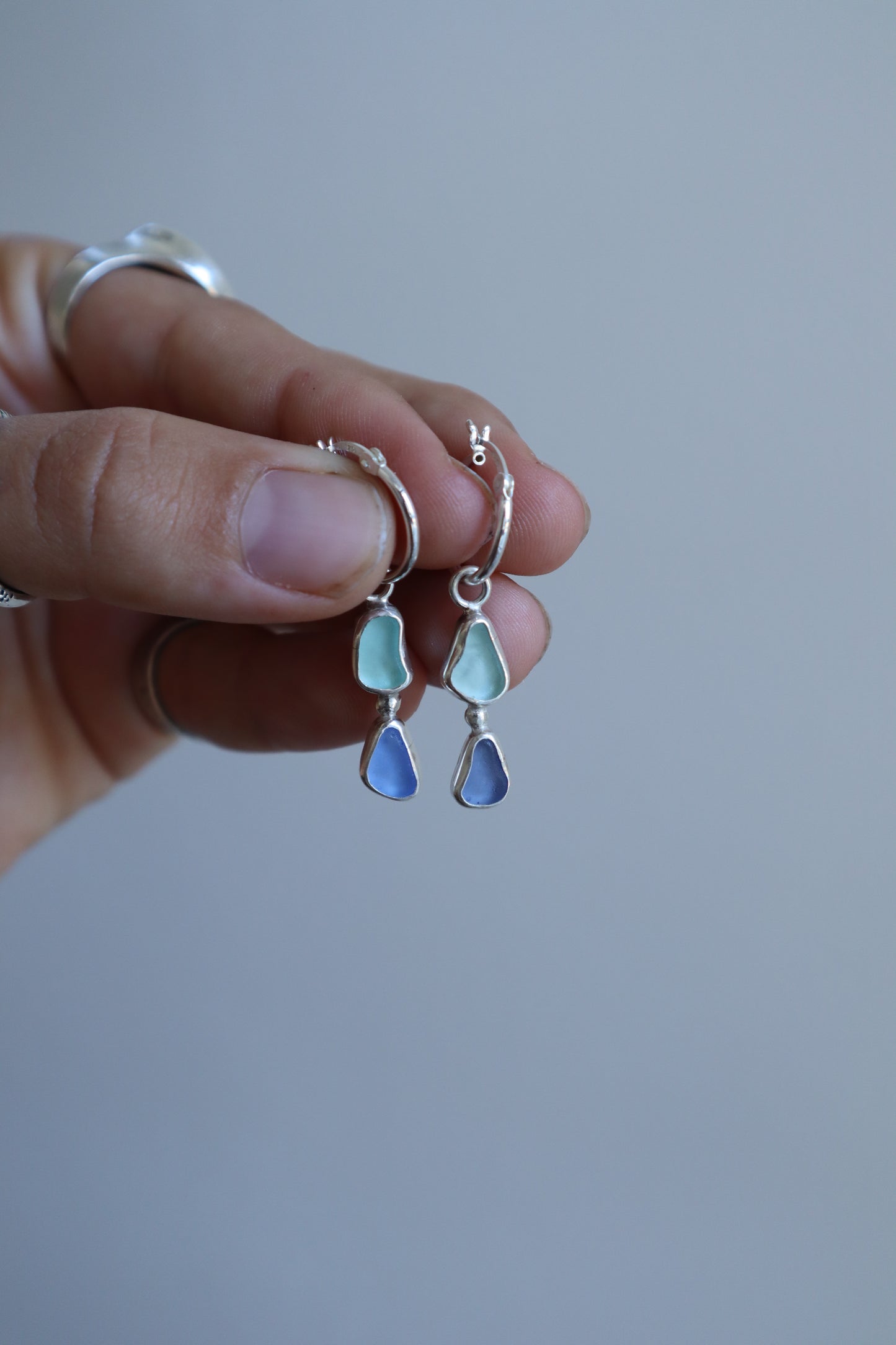 Double Seaglass Hoops