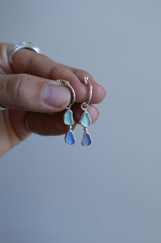 Double Seaglass Hoops