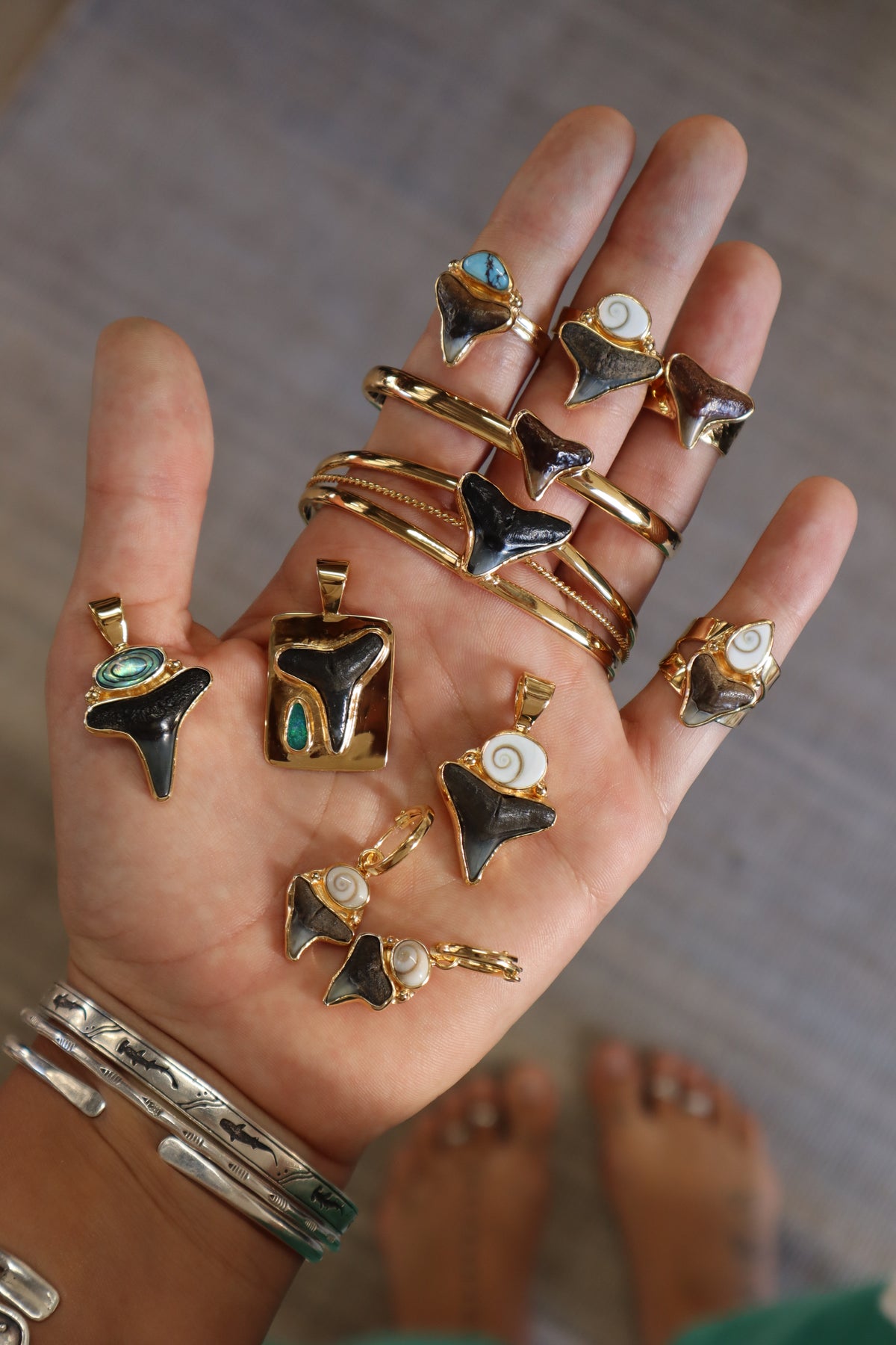 Shark Tooth x Operculum Hoops