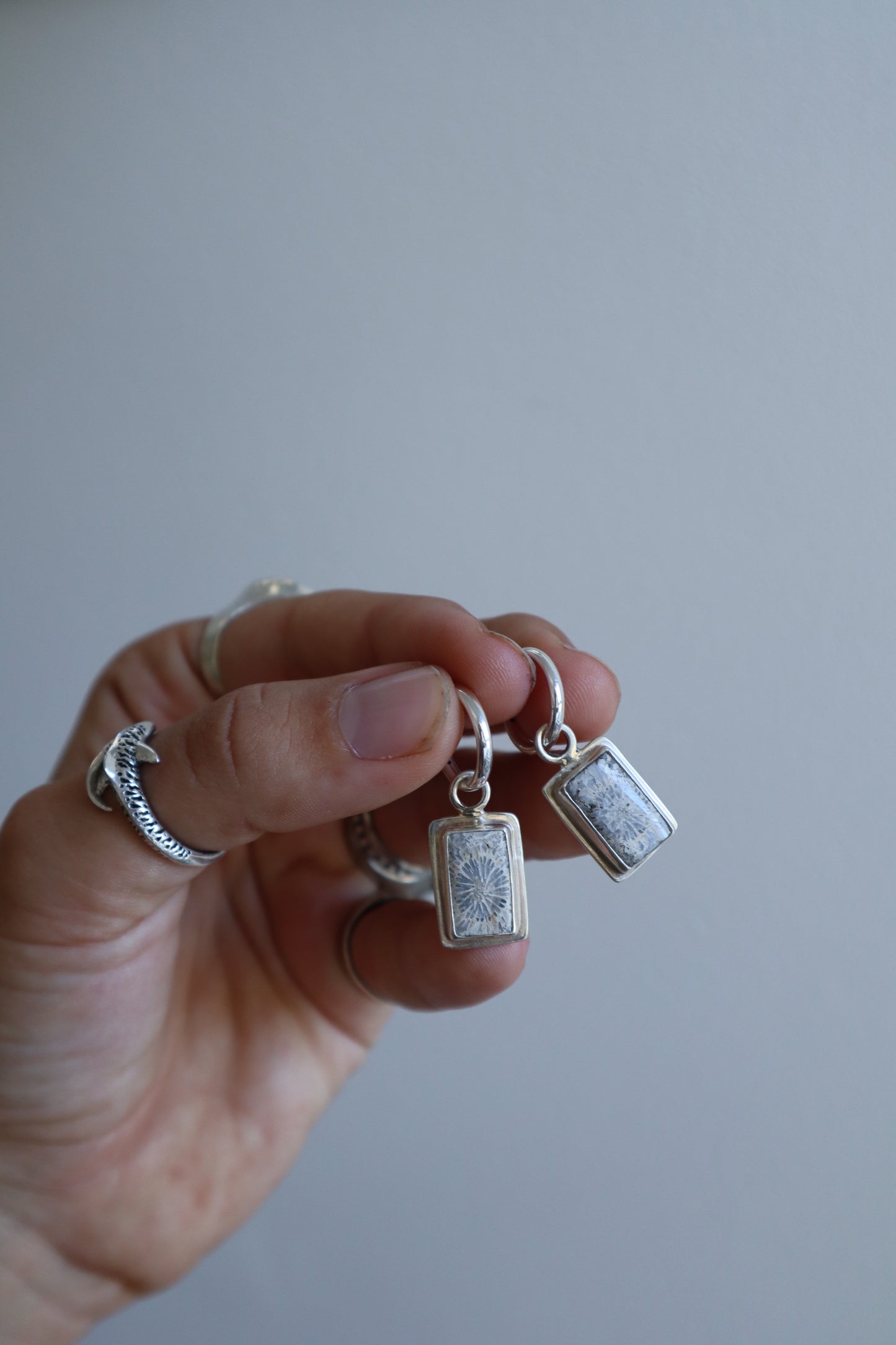 Fossilised Coral Frame Hoops