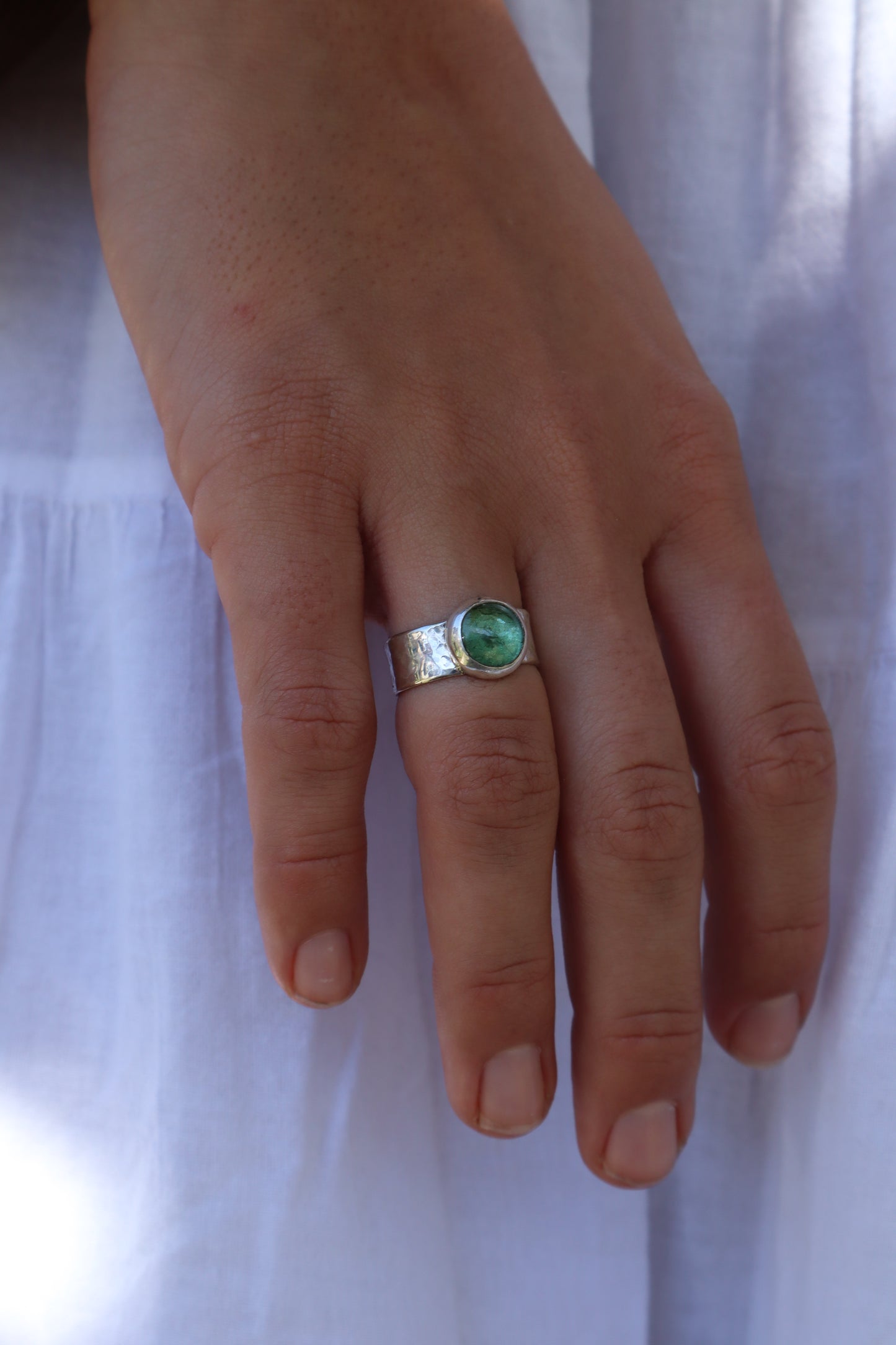 Hammered Kyanite Ring SIZE N - 6 3/4
