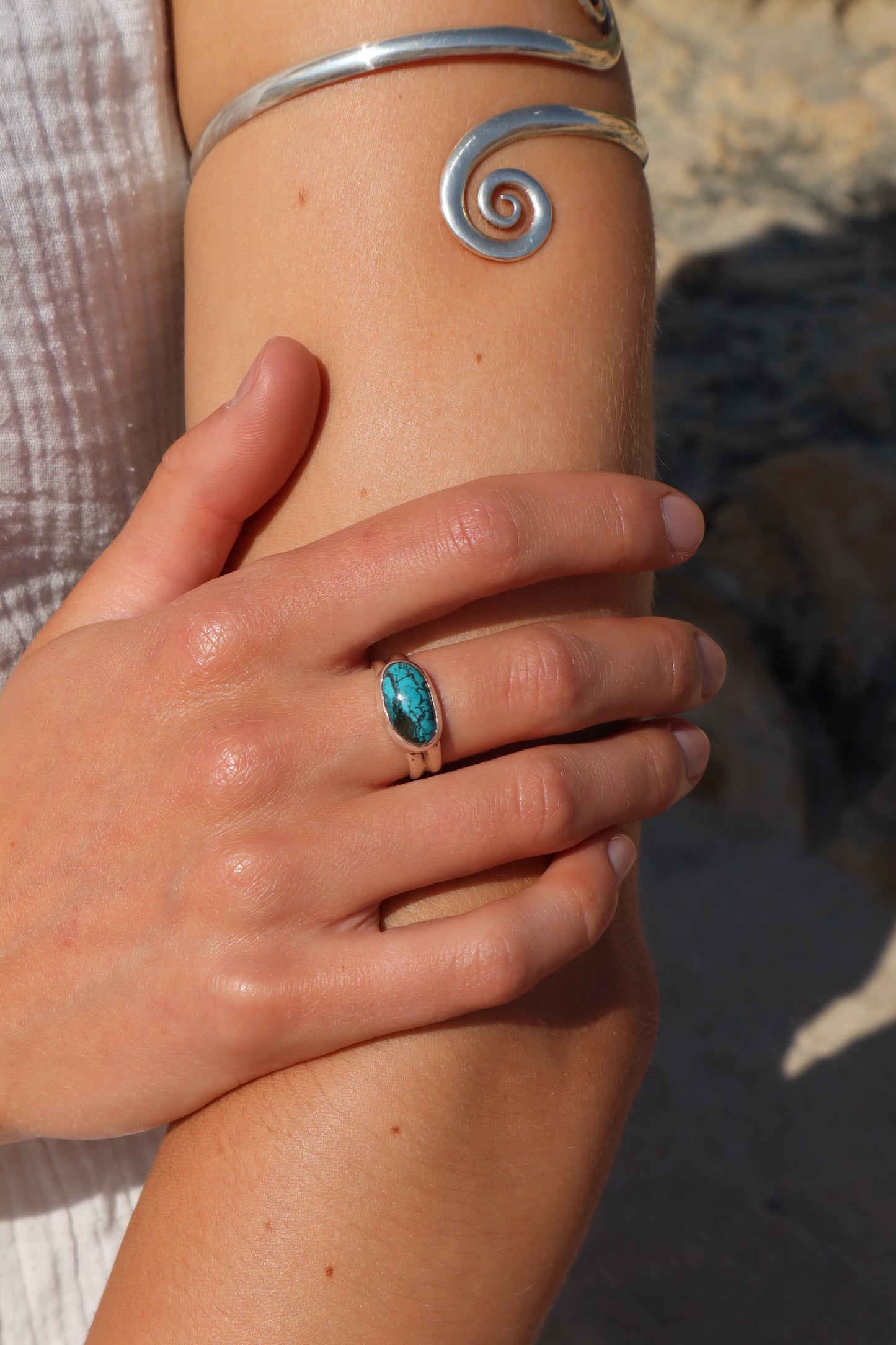 Shattuckite Azurite Ring SIZE L - 5 3/4