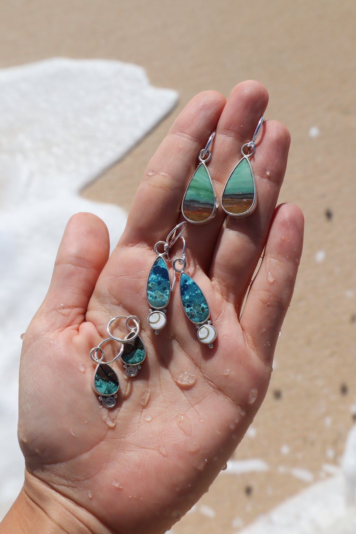 Shattuckite x Operculum Earrings