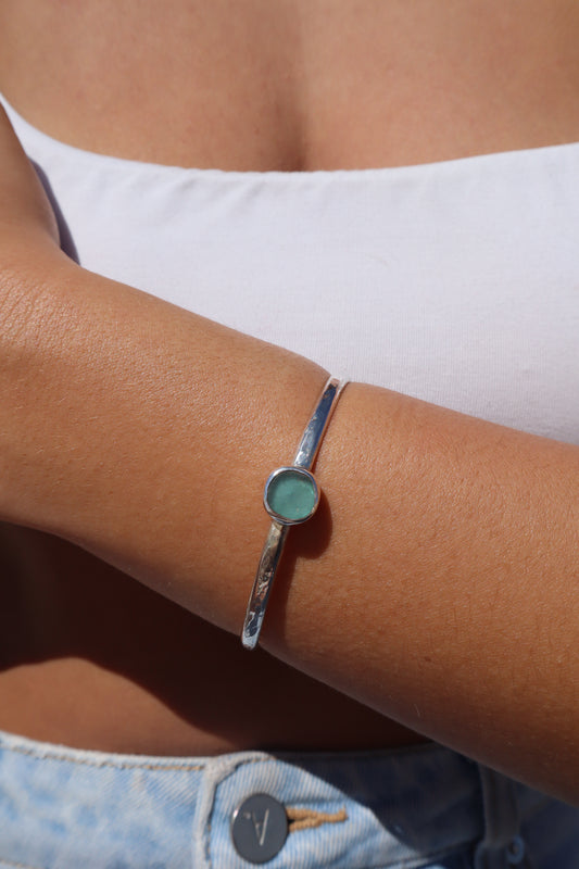 Aqua Sea Glass Wanderer Cuff