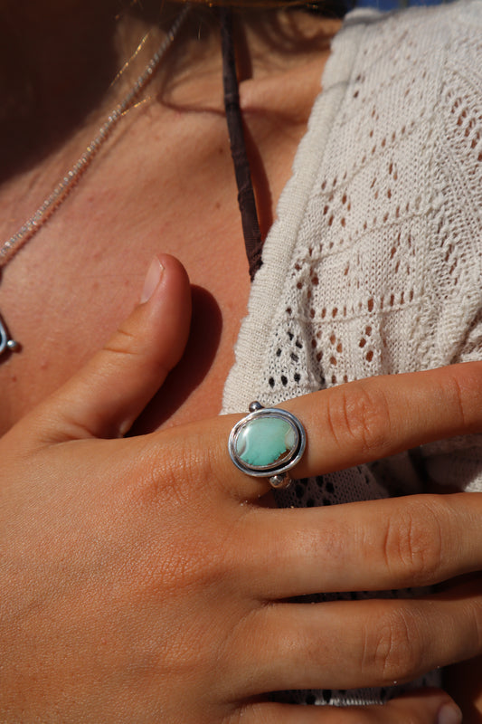 Hubei Turquoise Ring SIZE Q 1/2 - 8 1/2