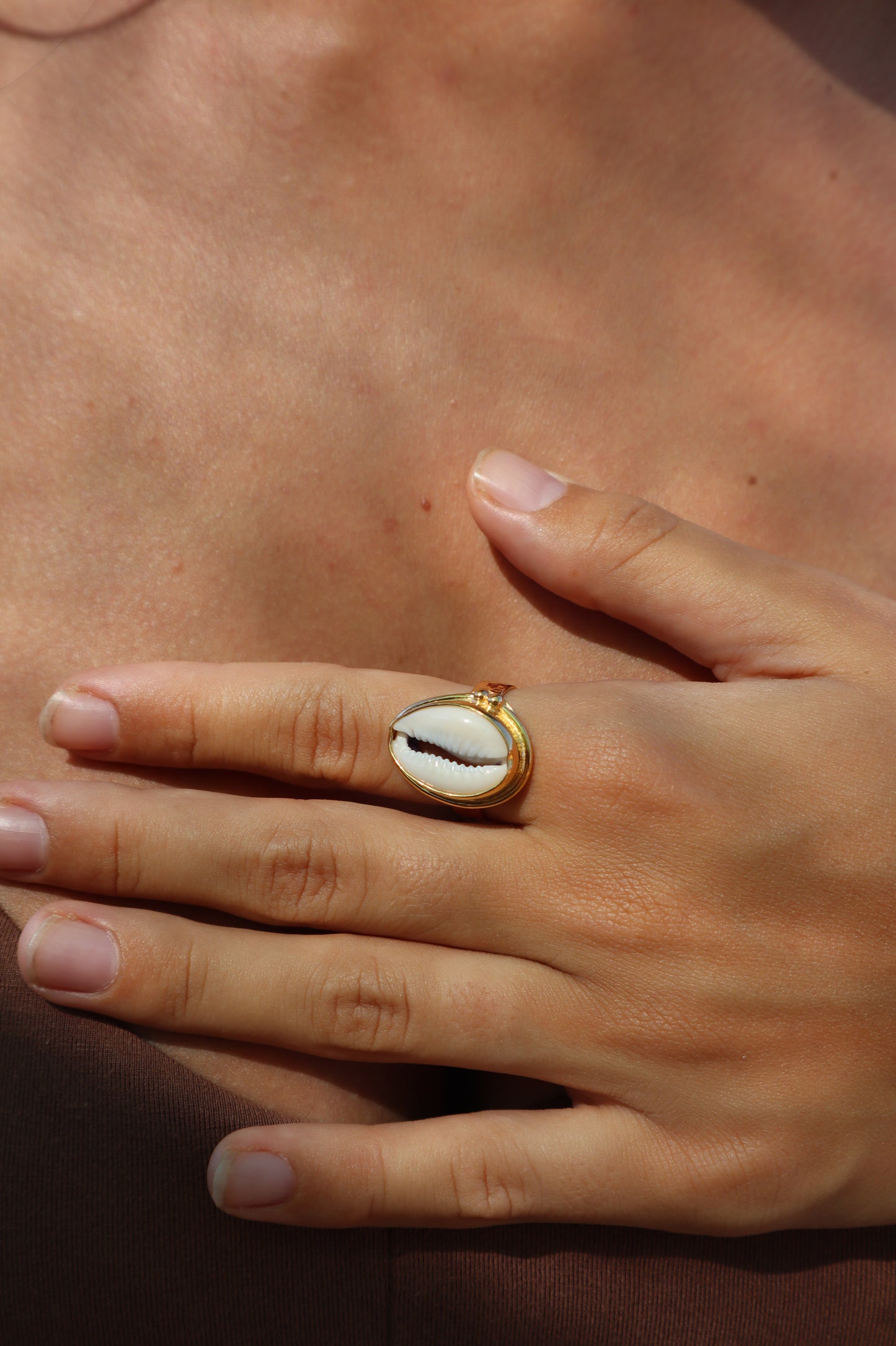 Textured Cowrie Ring