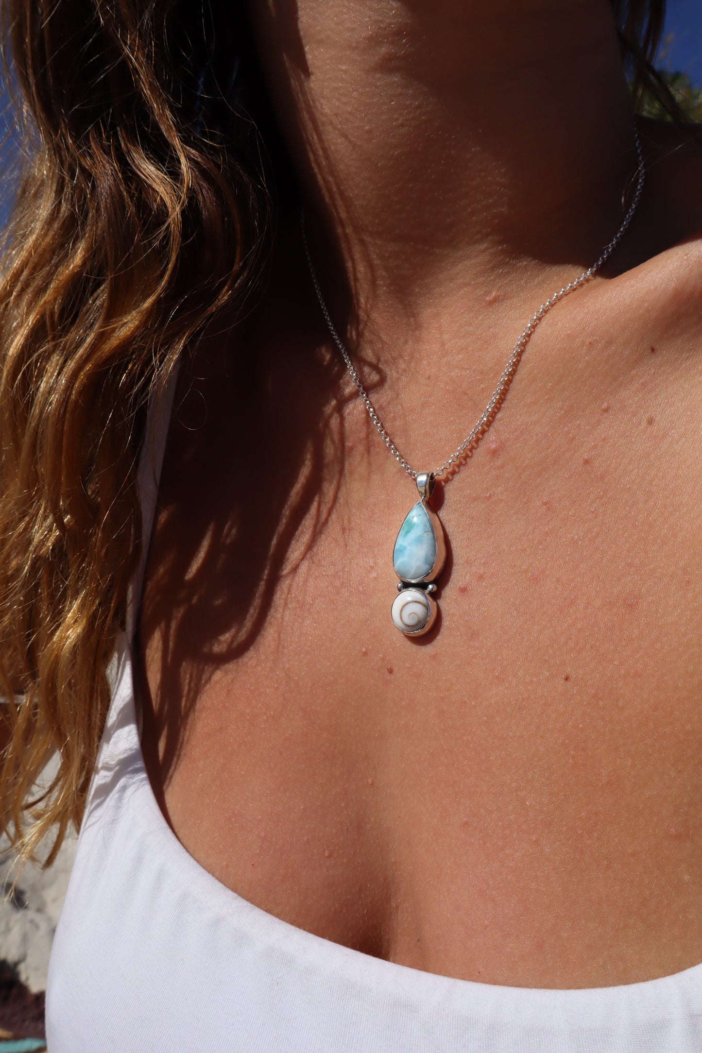 Larimar Coral x Operculum Pendant