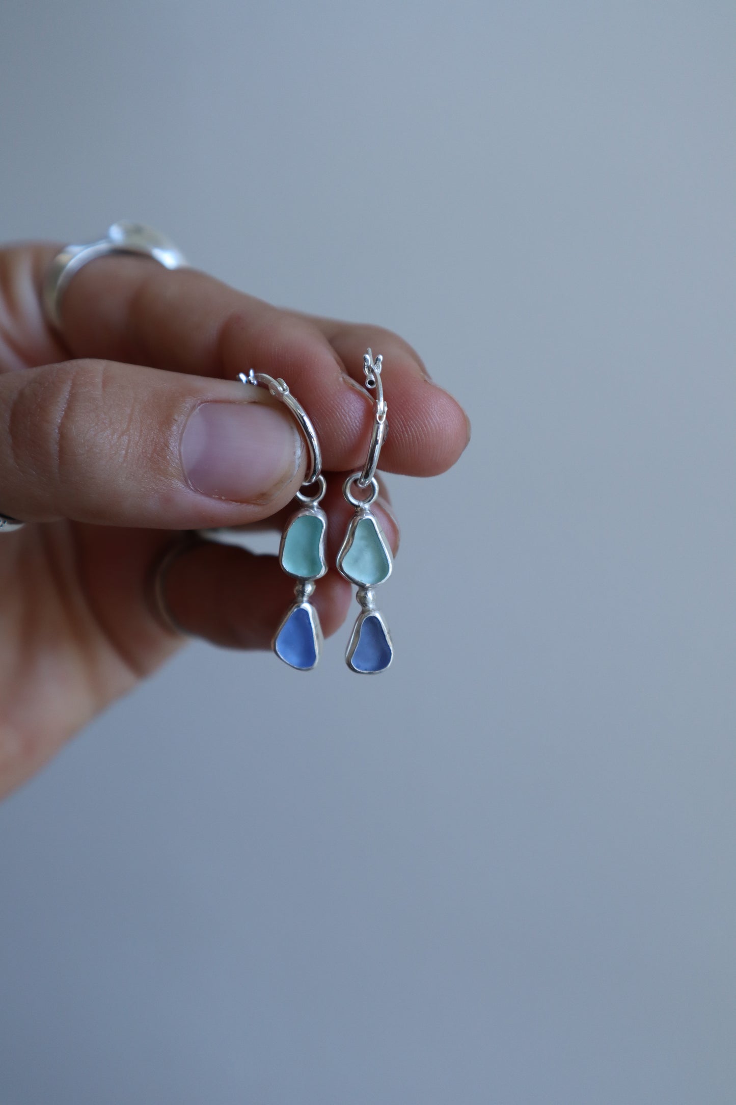 Double Seaglass Hoops