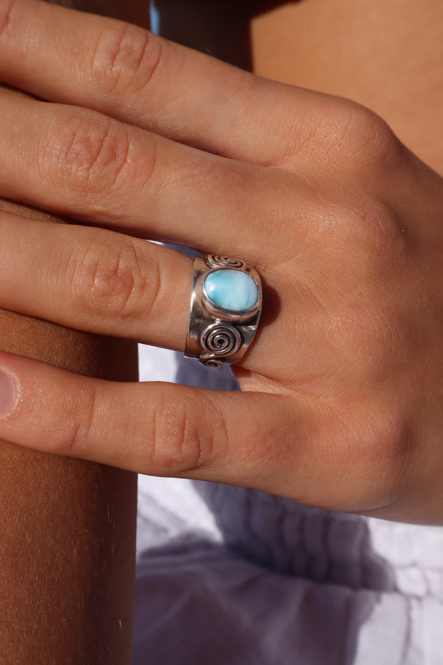 Larimar Swirl Ring SIZE L 1/2 - 6