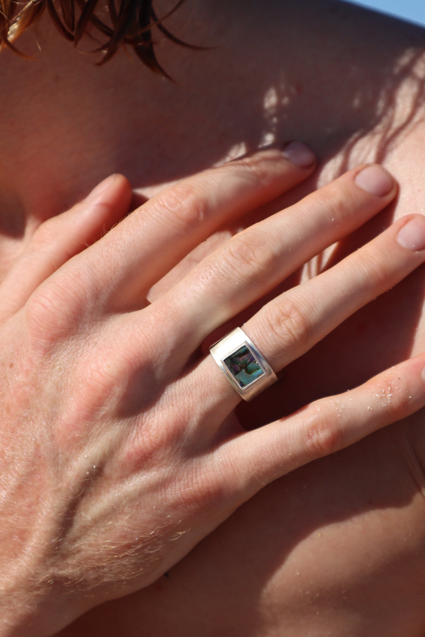 Abalone Signet Ring SIZE S - 9 1/4