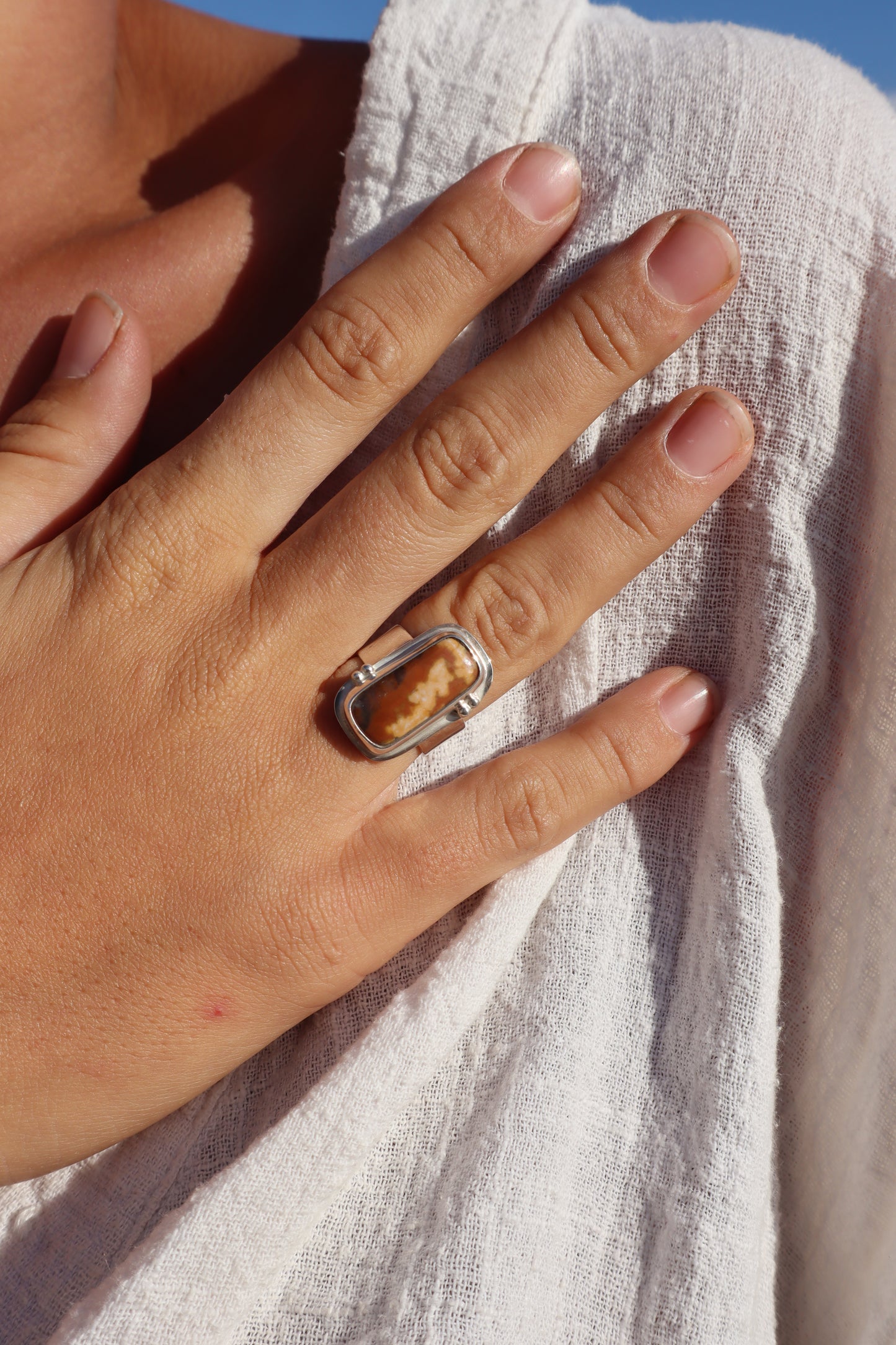 Ocean Jasper Ring SIZE N - 6 3/4
