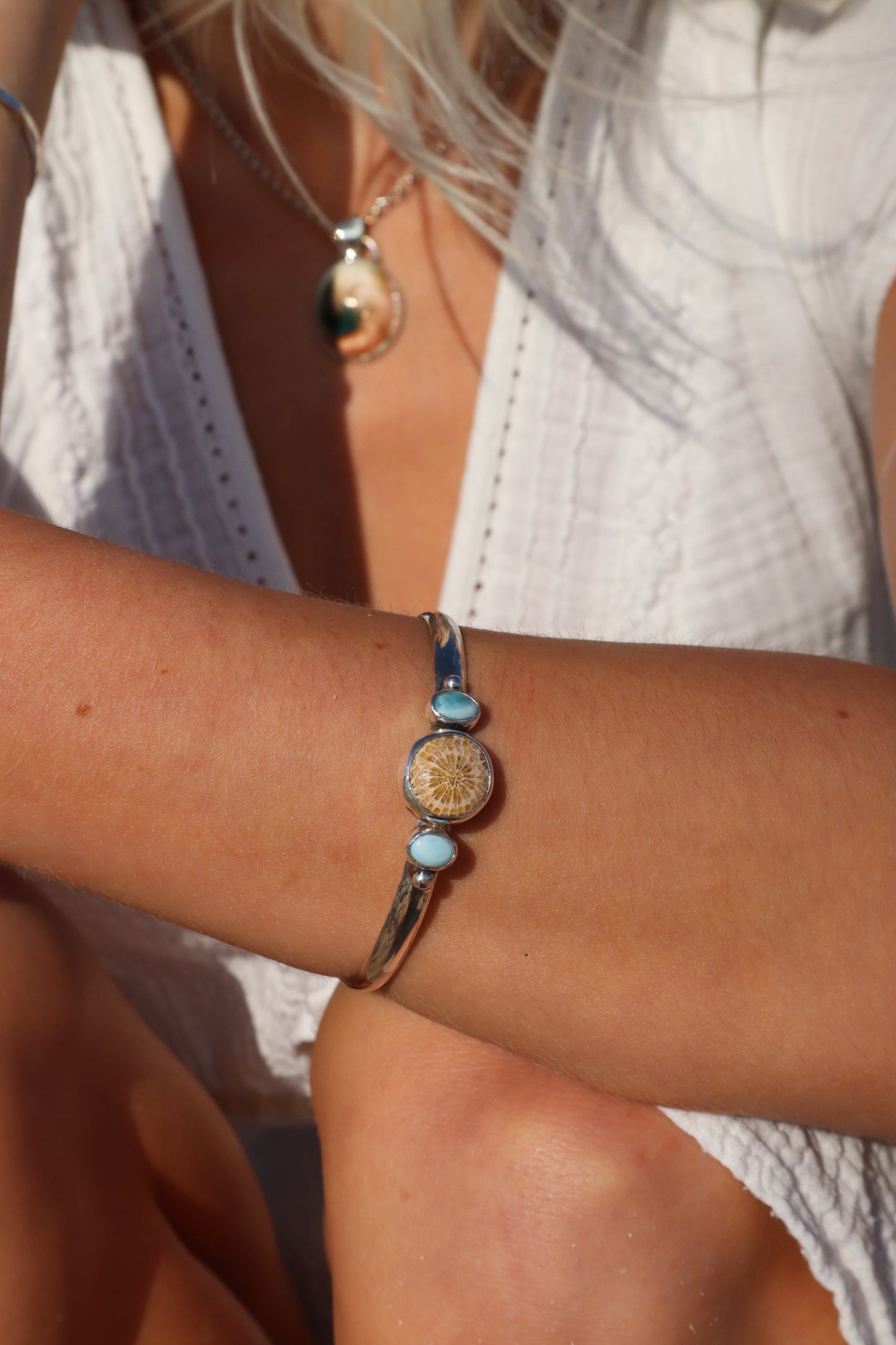 Larimar x Coral Cuff