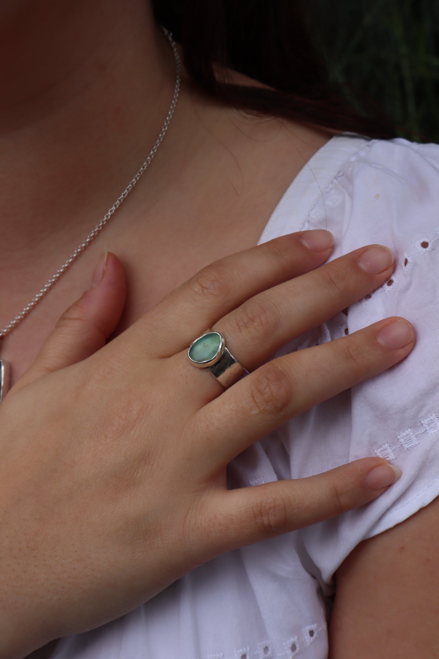 Peruvian Opal Ring SIZE P - 7 3/4