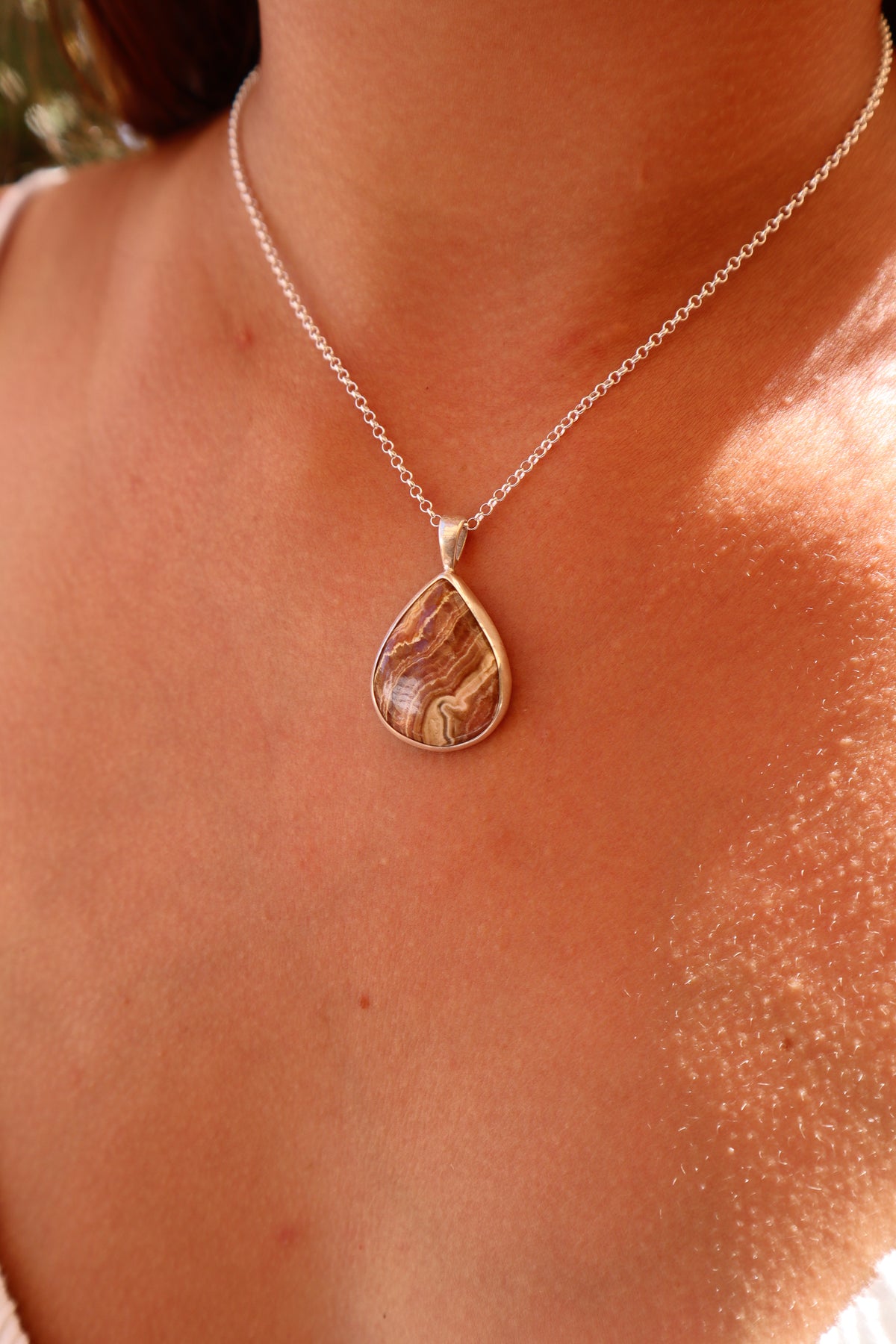 Rhodochrosite Spiral Pendant