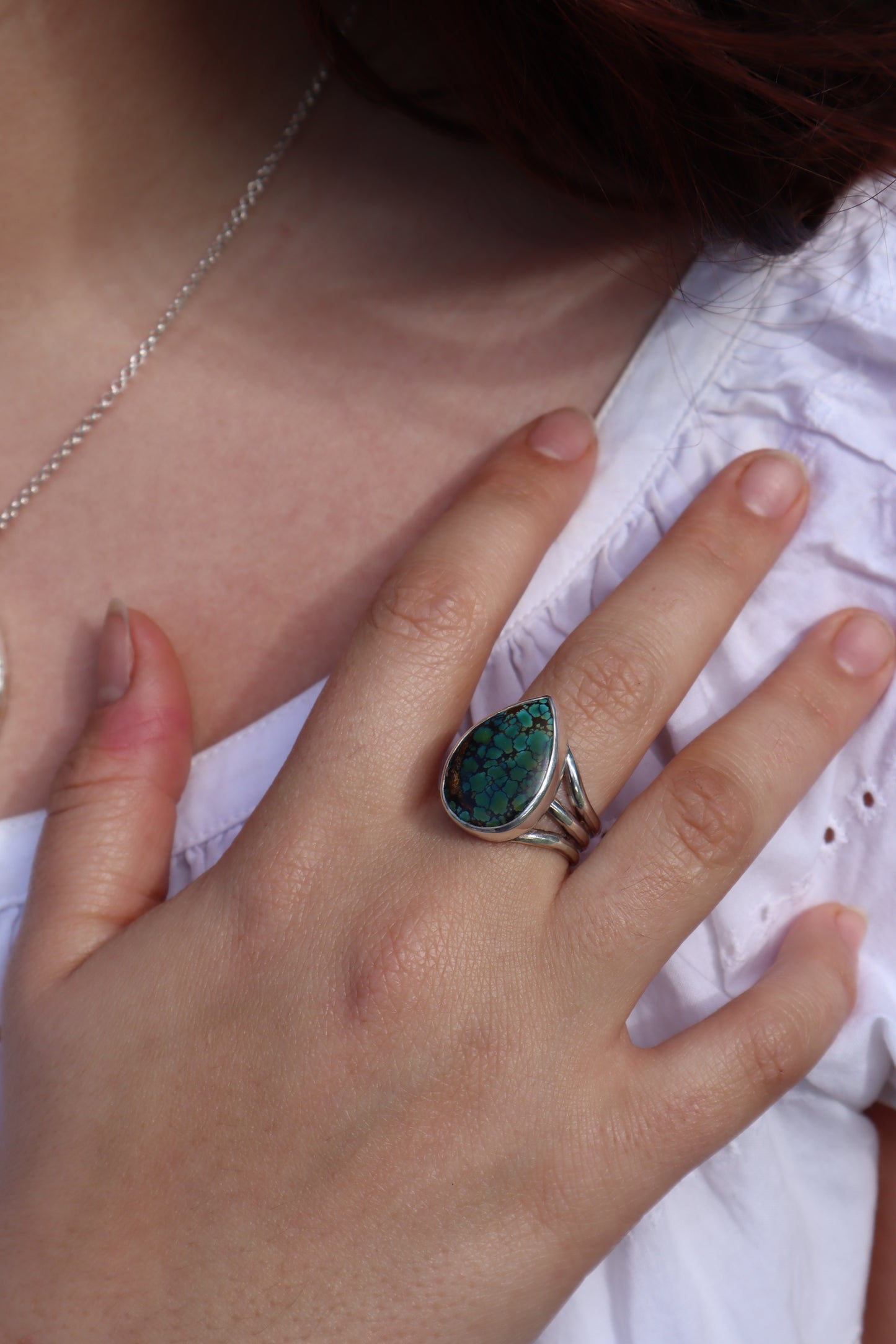 Teardrop Turquoise Ring SIZE P 1/2 - 8