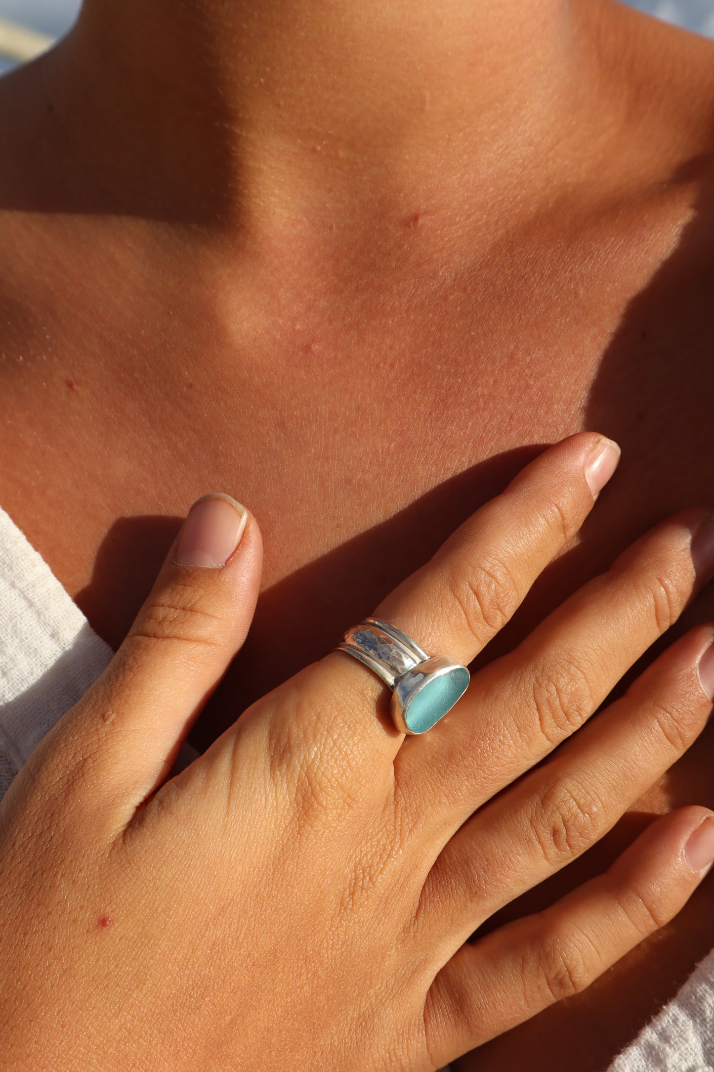 Chunky Seaglass Ring SIZE S - 9 1/4
