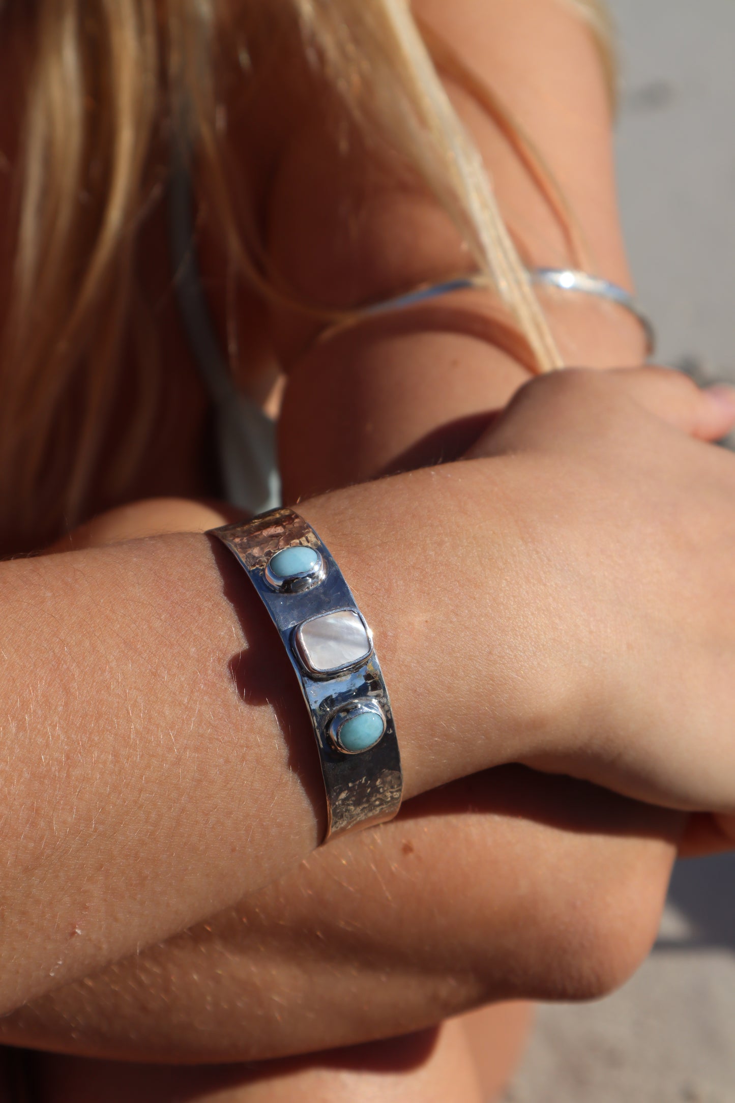 Pearly Larimar Cuff