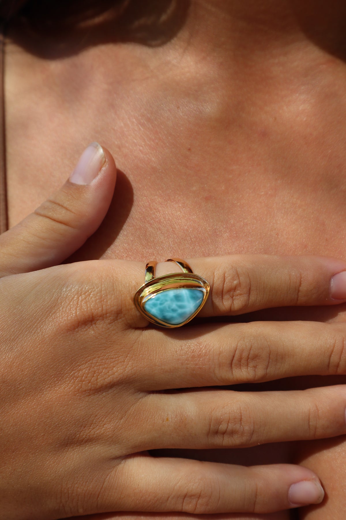 Chunky Larimar Ring SIZE 8.5