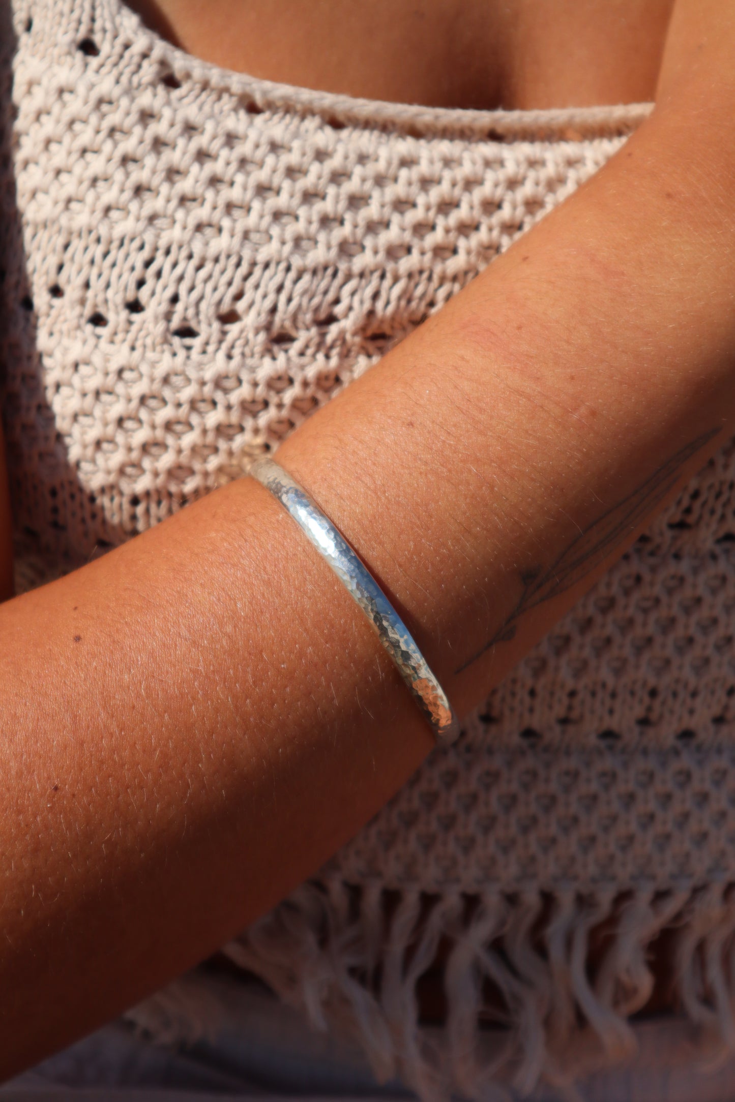 Hammered Silver Bangle