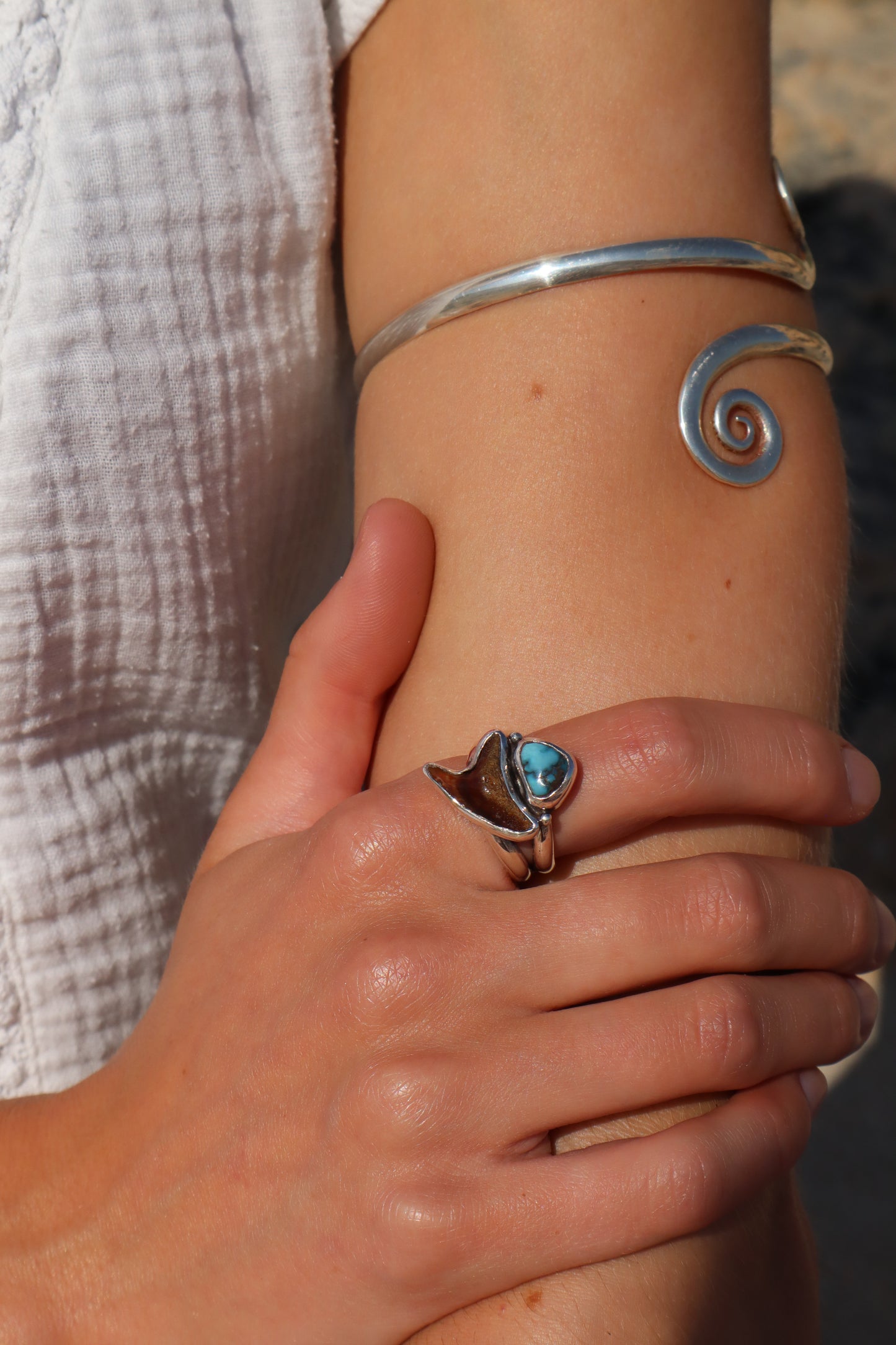 Shark Tooth x Turquoise Ring SIZE P 1/2 - 8