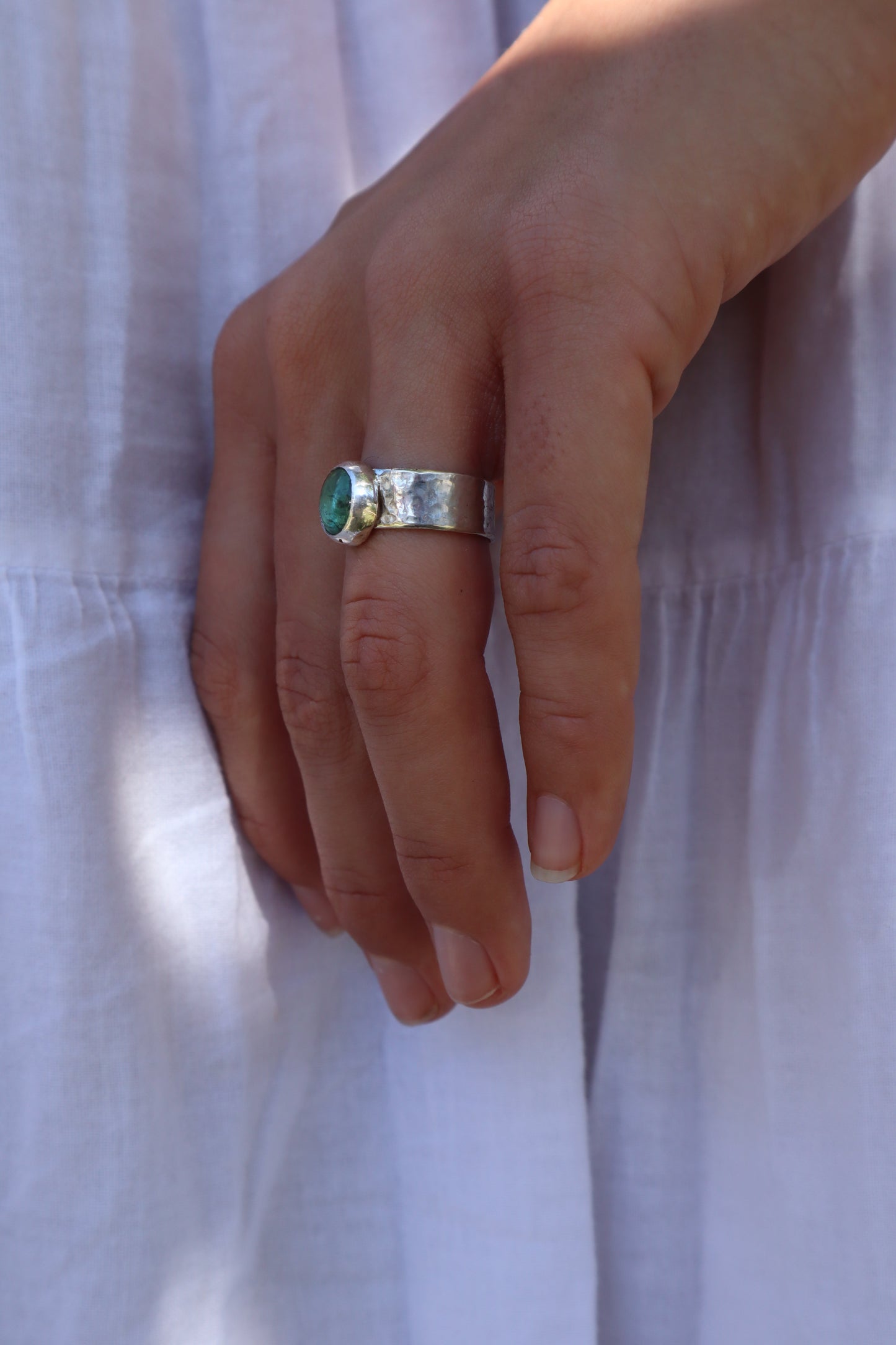 Hammered Kyanite Ring SIZE N - 6 3/4