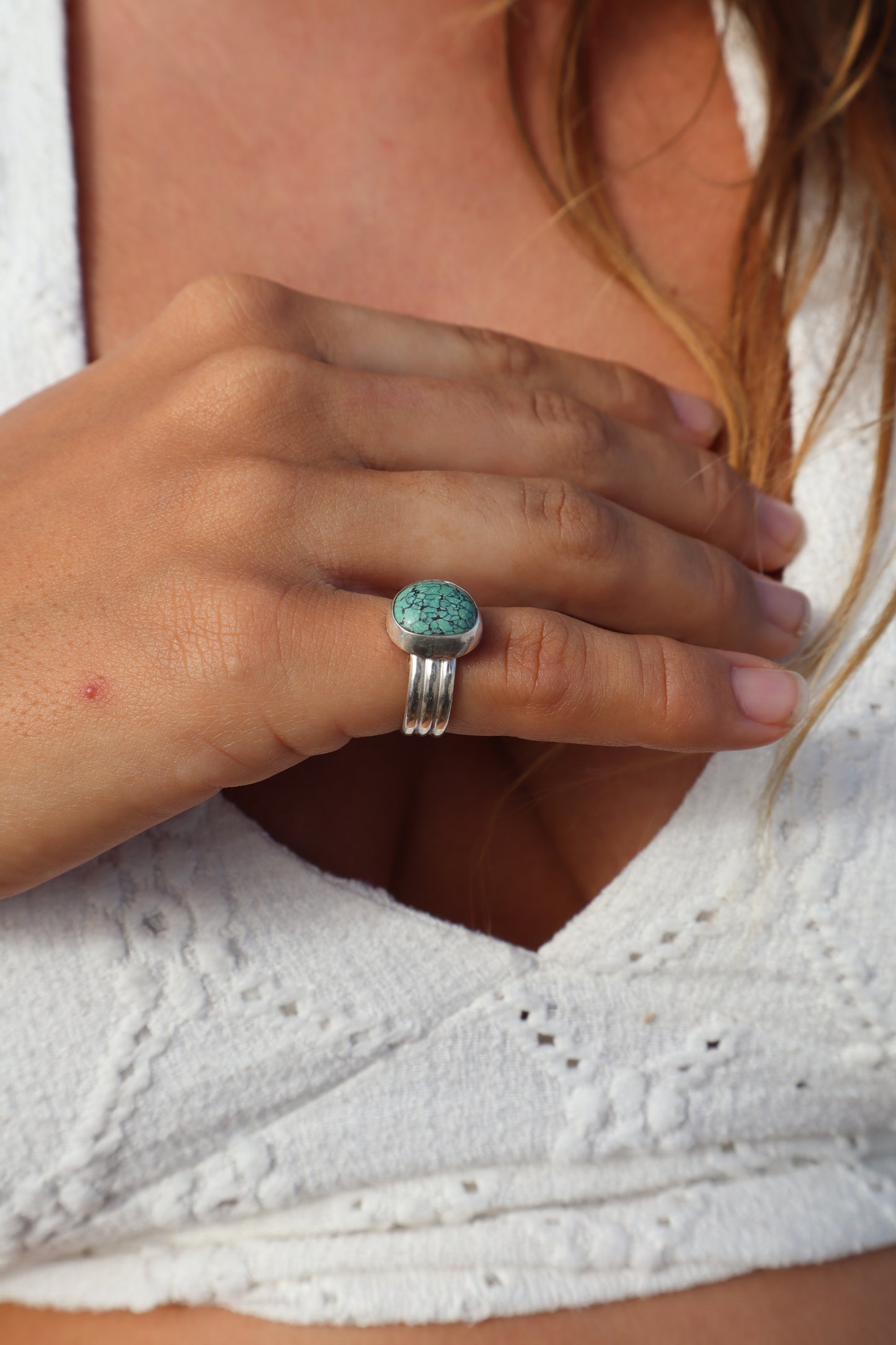 Green Turquoise Ring SIZE K - 5 1/4